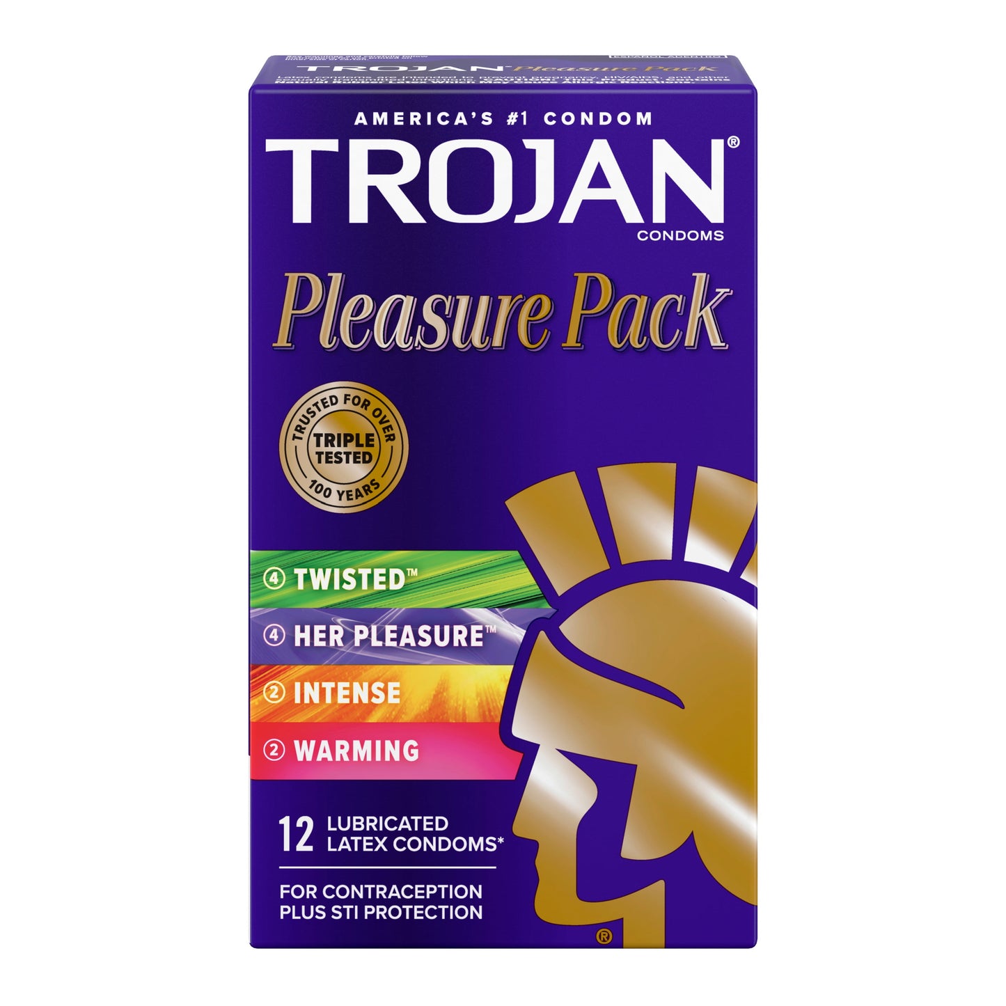 TROJAN Pleasure Variety Pack Lubricated Condoms, 12 Count, 1 Pack