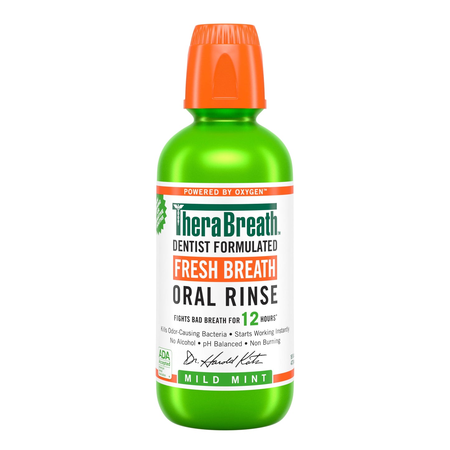 TheraBreath Fresh Breath Mouthwash, Mild Mint, Alcohol-Free, 16 fl oz