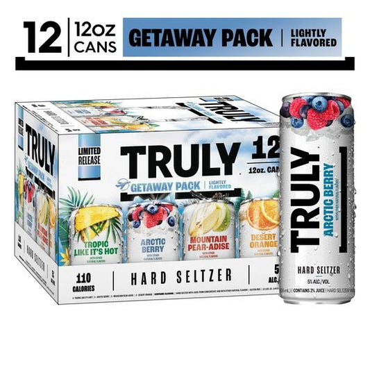 Truly Hard Seltzer Get Away Pack Variety, 12 Pack, 12 fl oz Cans, 5% ABV