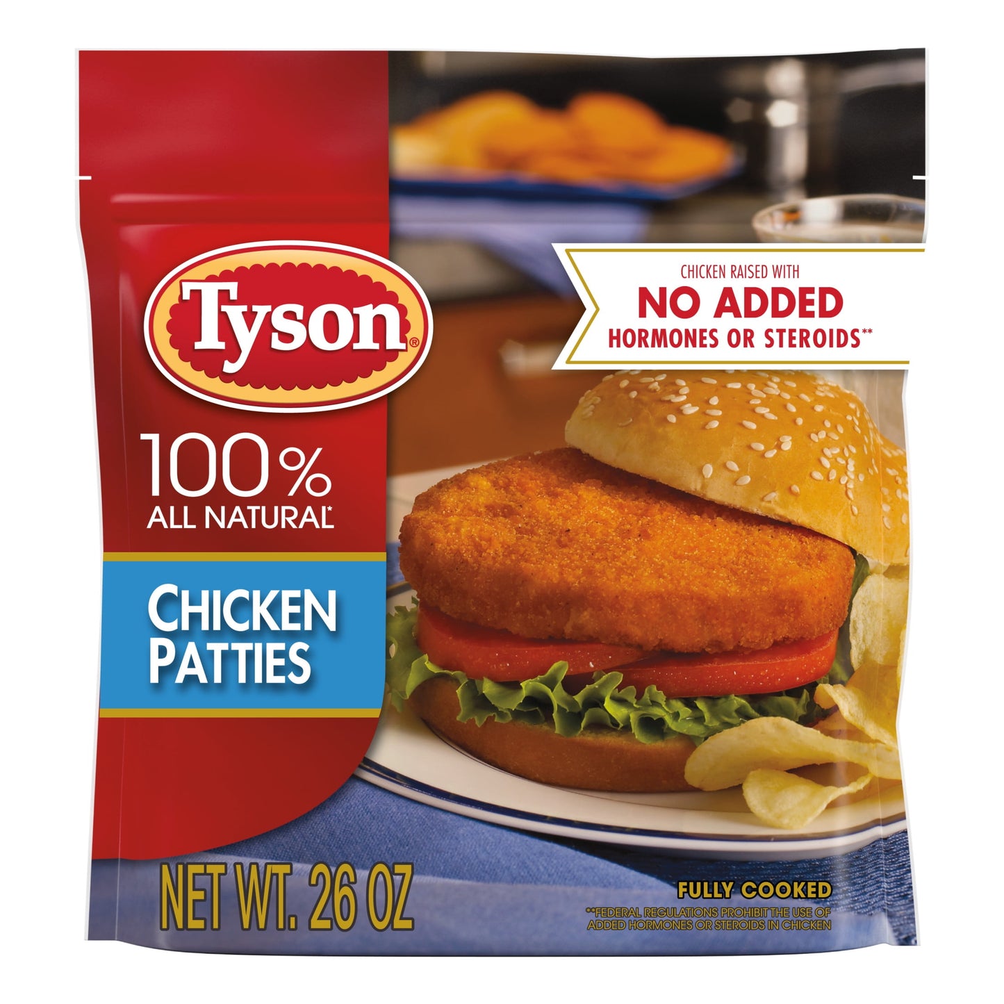 Tyson Fully Cooked and Breaded Chicken Patties, 1.62 lb Bag (Frozen)