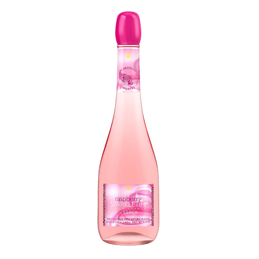 Verdi Raspberry Sparkletini, All Natural Raspberry Fruit Flavored Italian Sparkling Spumante, Italy, 750ml Glass Bottle, 5-150ml Servings