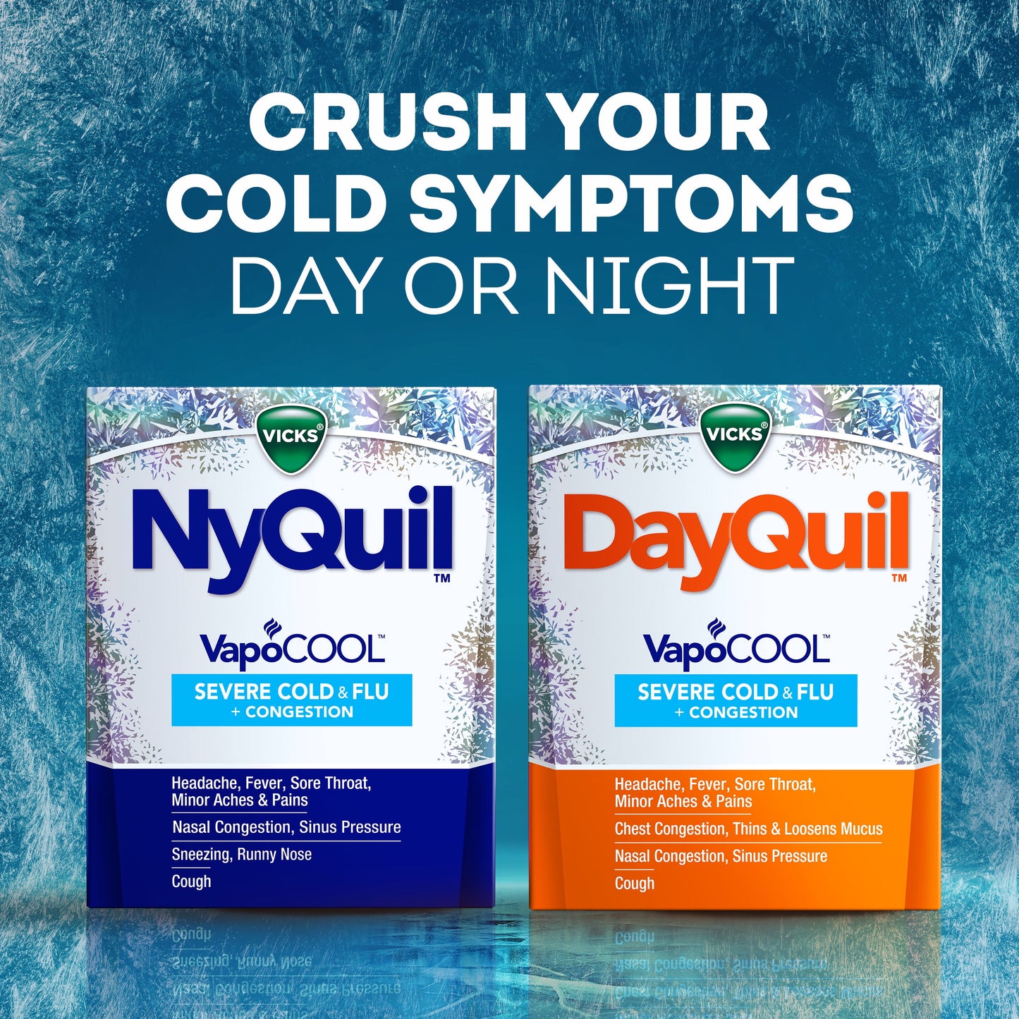 Vicks DayQuil & NyQuil Vapocool Caplets, Severe Cold & Flu Relief, over-the-counter Medicine, 24 Ct