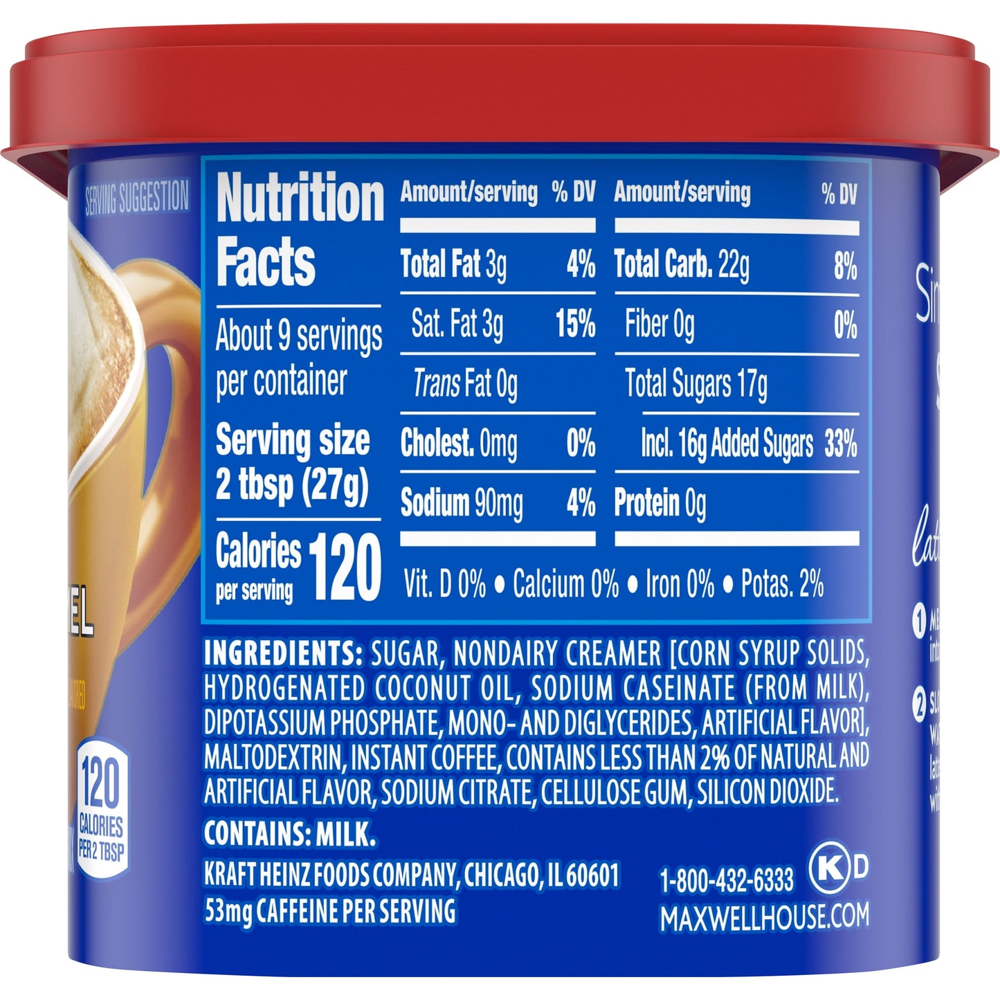 Maxwell House International Vanilla Caramel Latte Cafe Style Beverage Mix, 8.7 oz. Canister