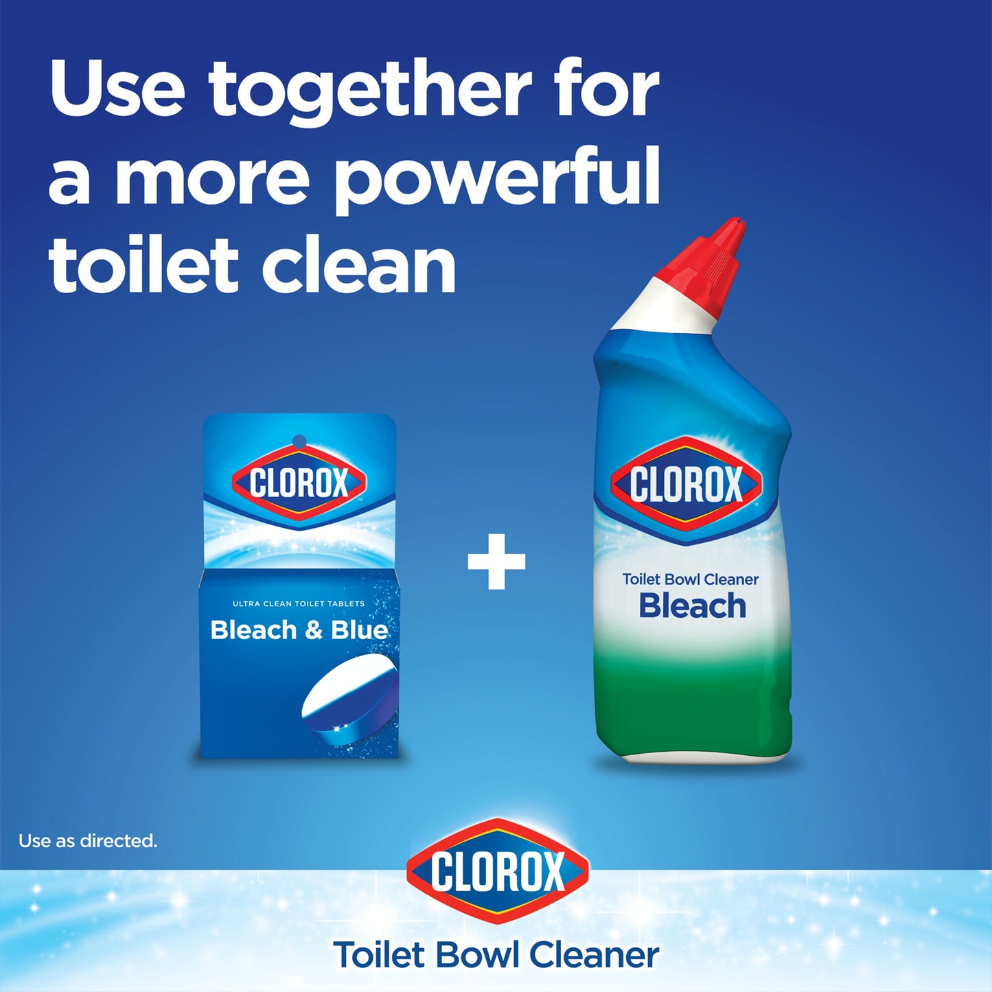 Clorox Bleach and Blue Toilet Bowl Cleaner Tablets, Rain Clean, 4 Count