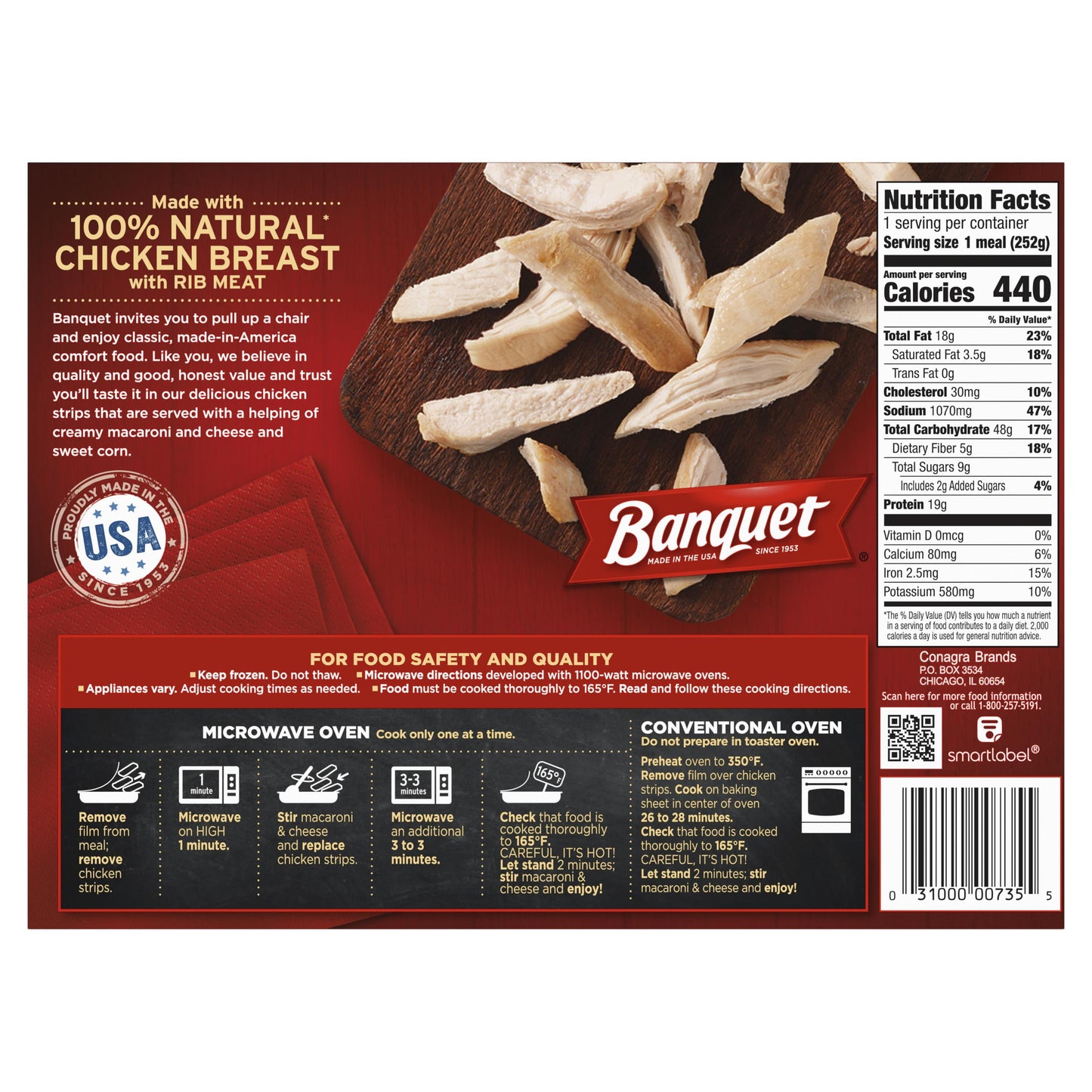 Banquet Chicken Strips Frozen Meal, 8.9 oz (Frozen)