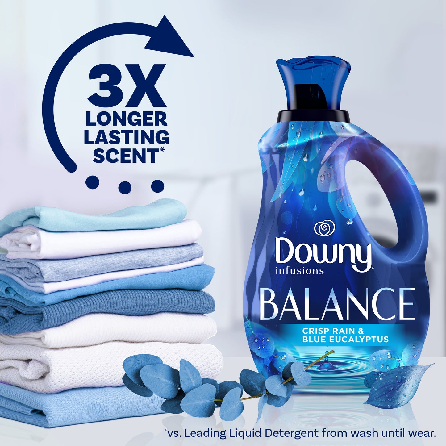 Downy Infusions Laundry Fabric Softener Liquid, BALANCE, Crisp Rain and Blue Eucalyptus, 101 fl oz