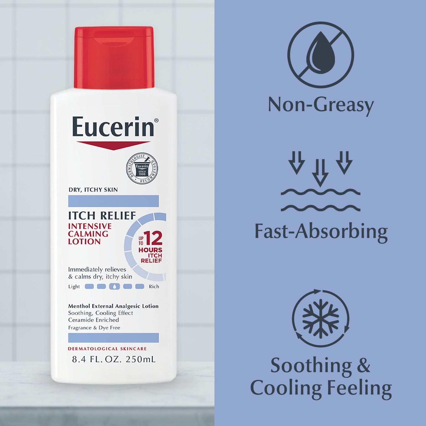 Eucerin Itch Relief Intensive Calming Lotion, 8.4 Fl Oz Bottle