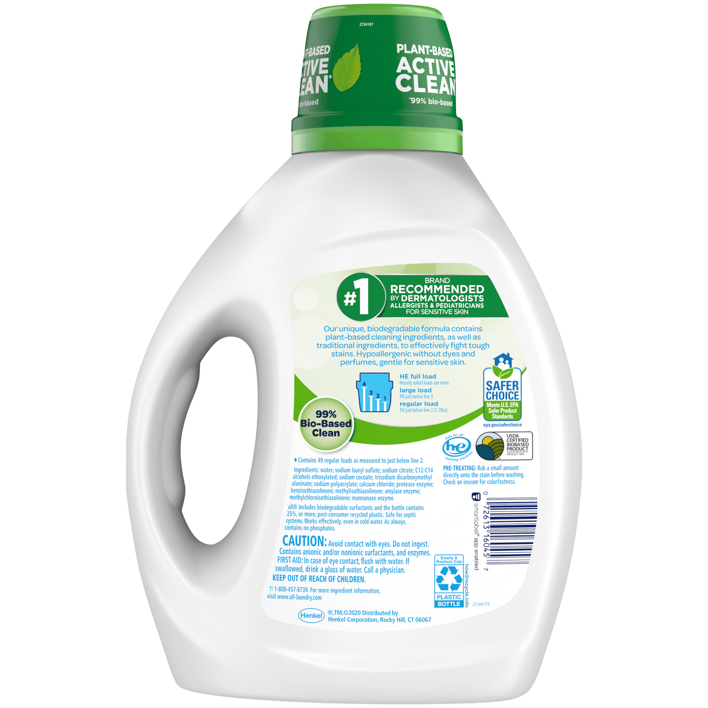 all Liquid Laundry Detergent, Free Clear Eco 99% Bio Based, 88 Ounce, 49 Total Loads