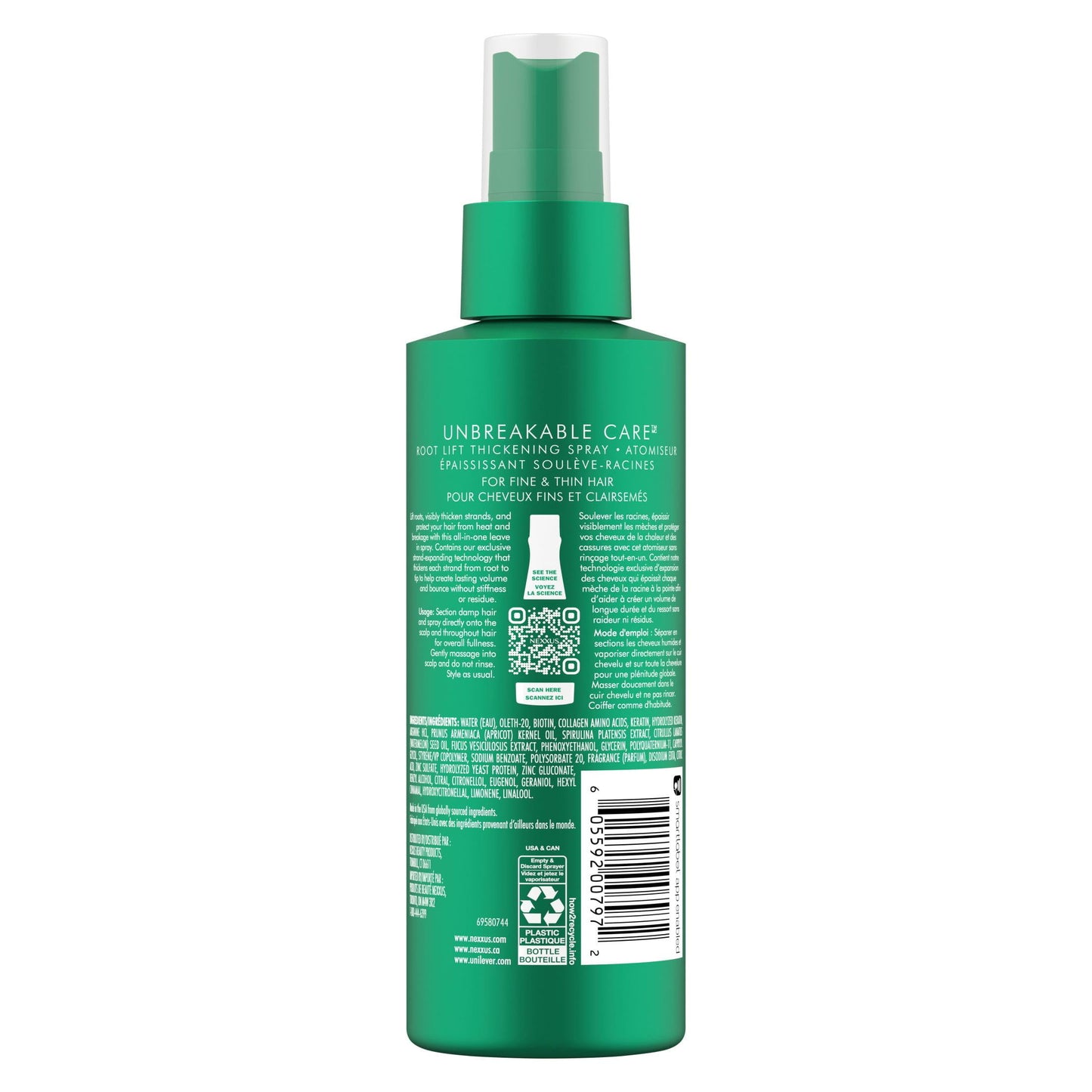 Nexxus Unbreakable Care Root Lift Thickening Women's Hairspray with Biotin, 6 fl oz