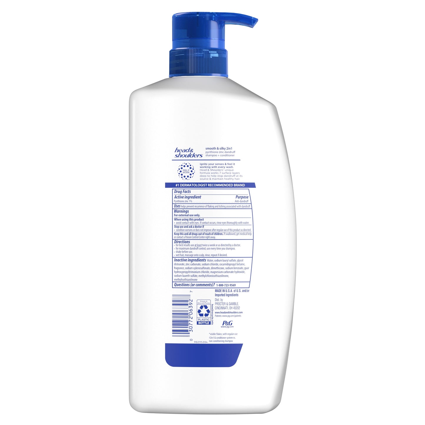 Head & Shoulders 2 in 1 Dandruff Shampoo and Conditioner, Smooth and Silky, 28 oz