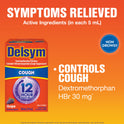 Delsym Adult 12 hour Cough Relief Medicine, Powerful Cough Relief for 12 Good Hours, Cough Suppressing Liquid, #1 Pharmacist Recommended, Grape Flavor, 3 Fl Oz