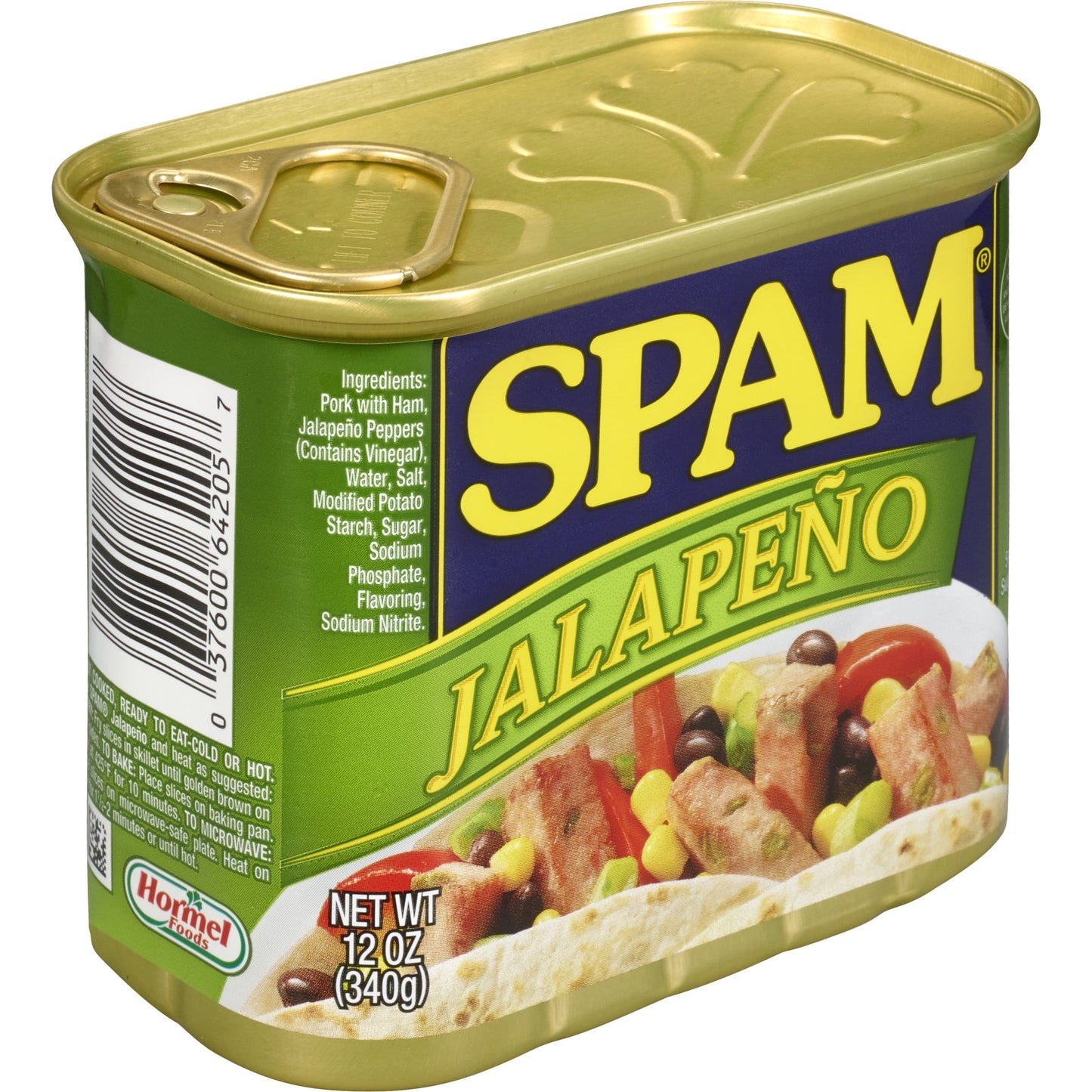 SPAM Jalapeno, Shelf-Stable Meat, 12 oz Aluminum Can