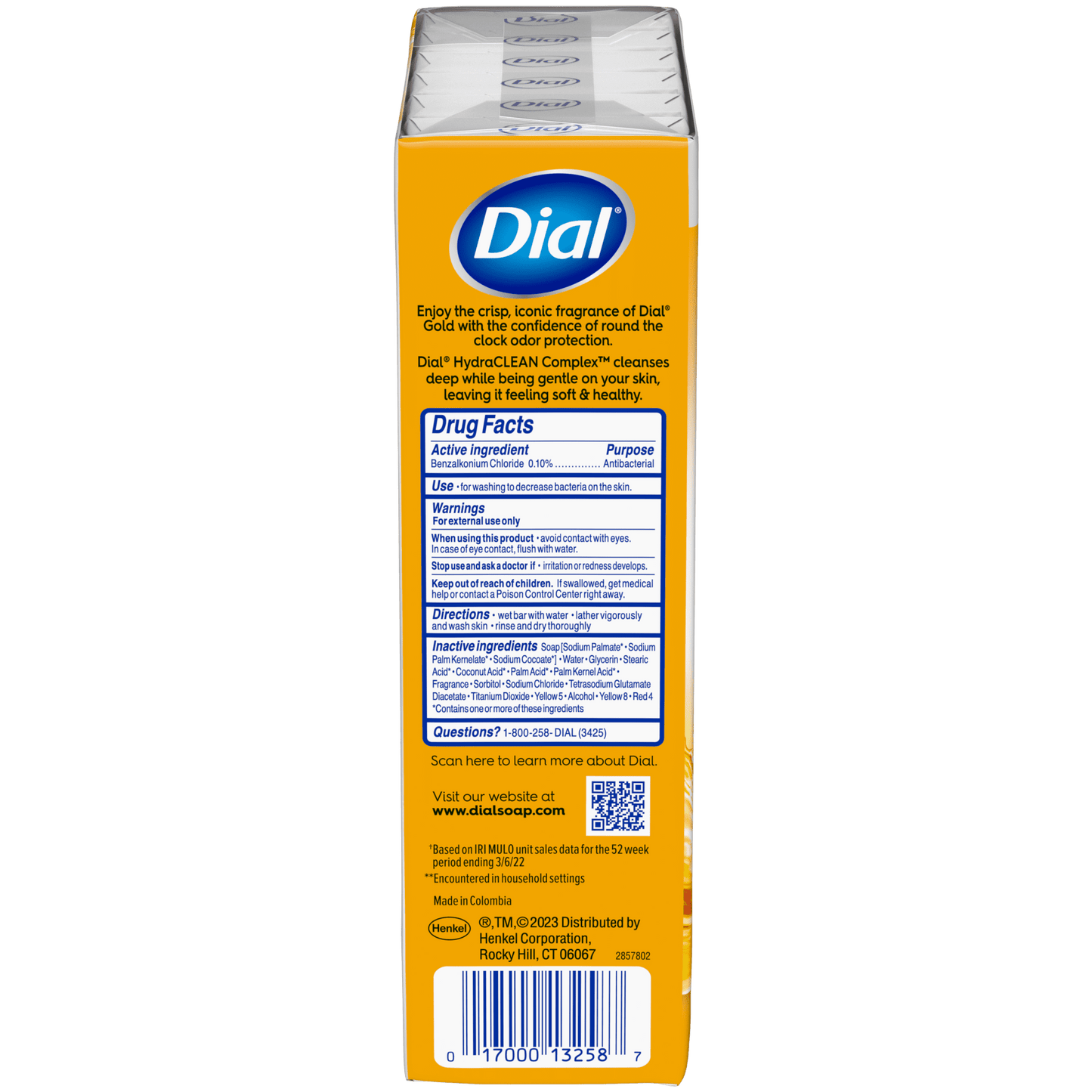 Dial Antibacterial Deodorant Bar Soap, Advanced Clean, Gold, 4 oz, 12 Bars