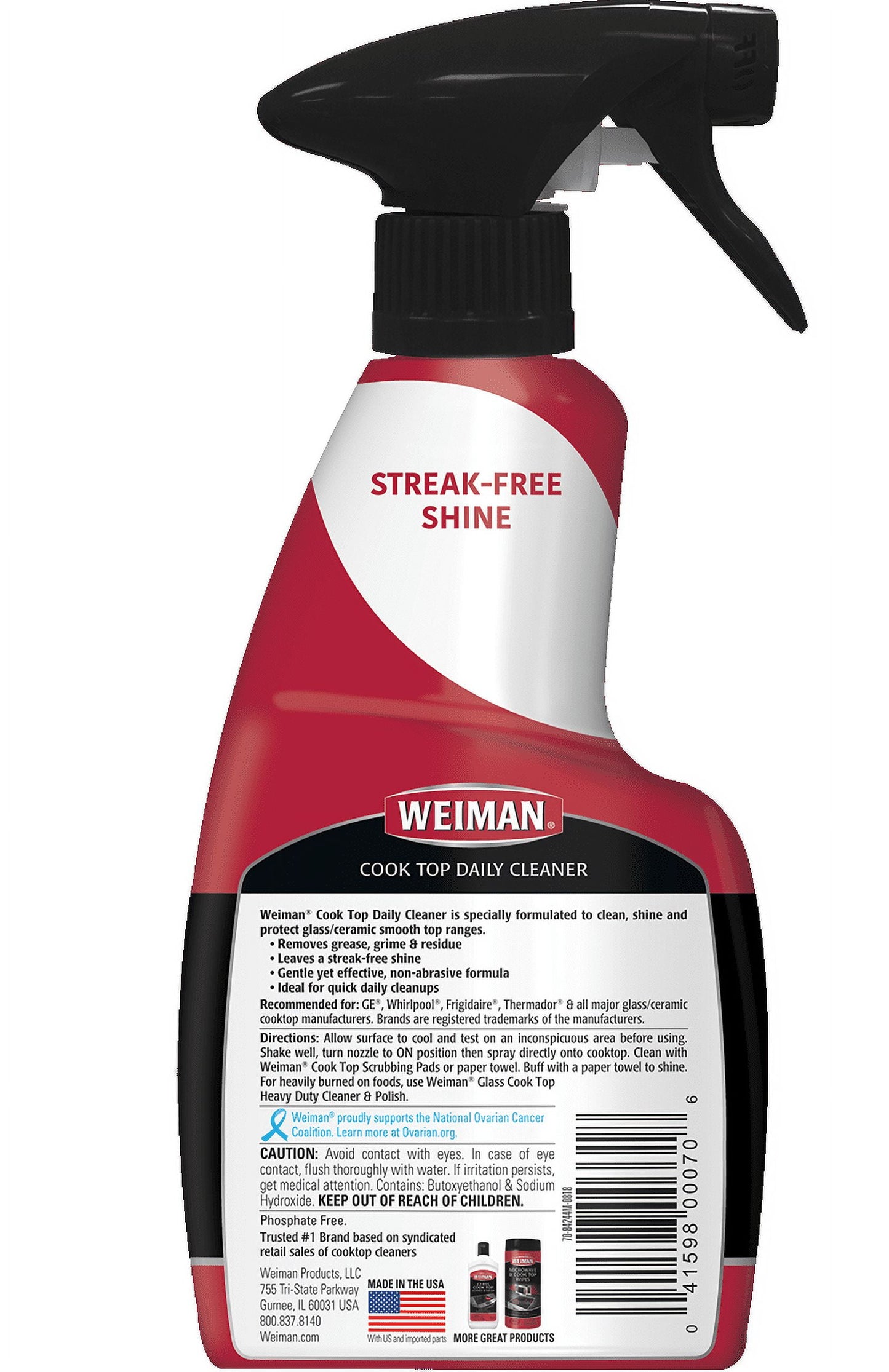 Weiman Ceramic & Glass Daily Cooktop Cleaner for Streak-Free Shine, 12 oz