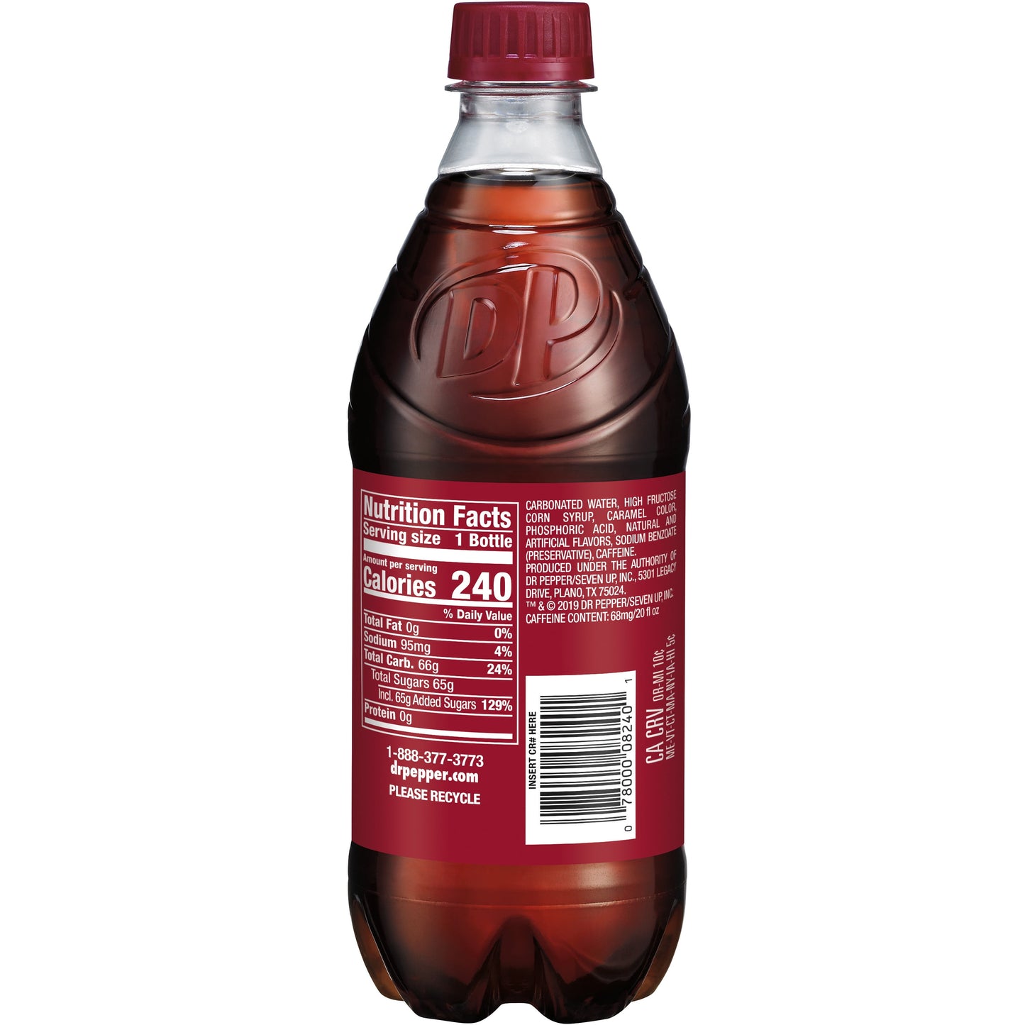 Dr Pepper Soda Pop, 20 fl oz, Bottle