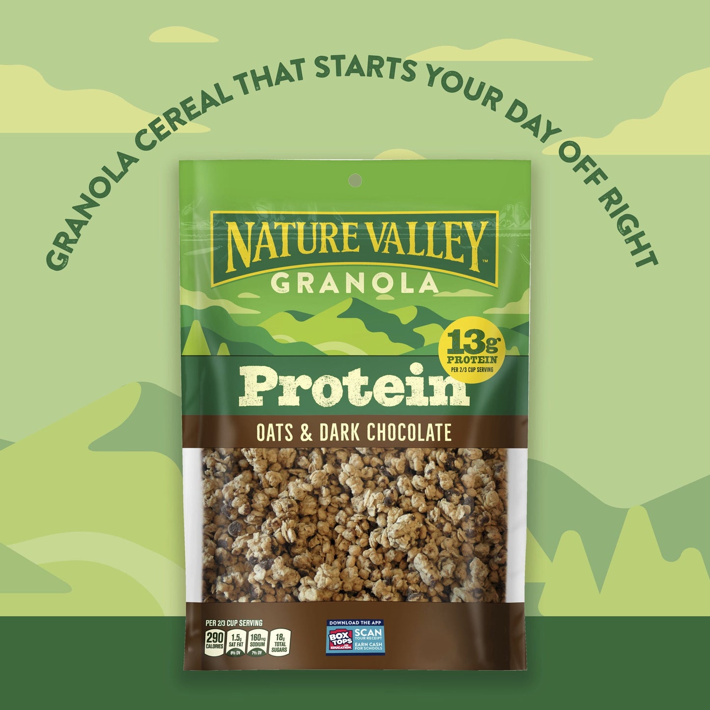 Nature Valley Protein Granola, Oats and Dark Chocolate, Resealable Bag, 11 OZ