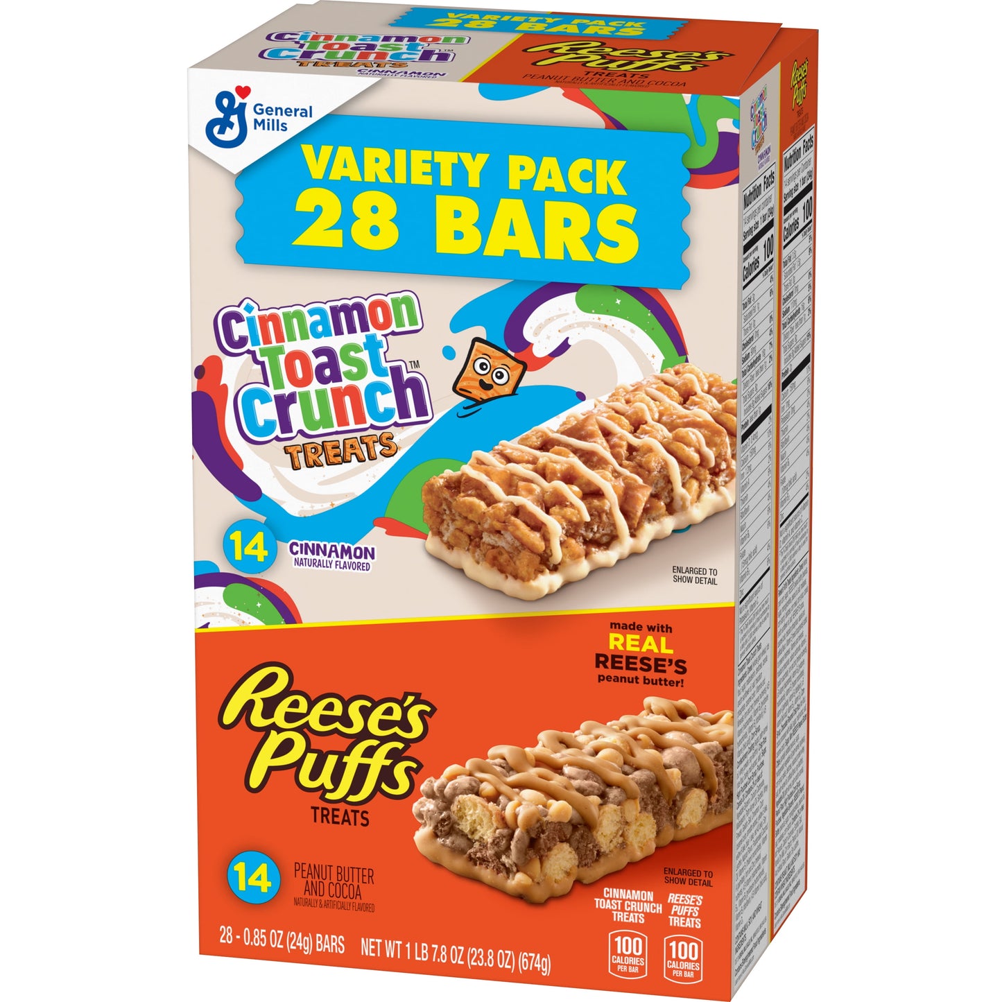 Reese's Puffs Cinnamon Toast Crunch Cereal Treat Bars Variety Pack, 28 ct