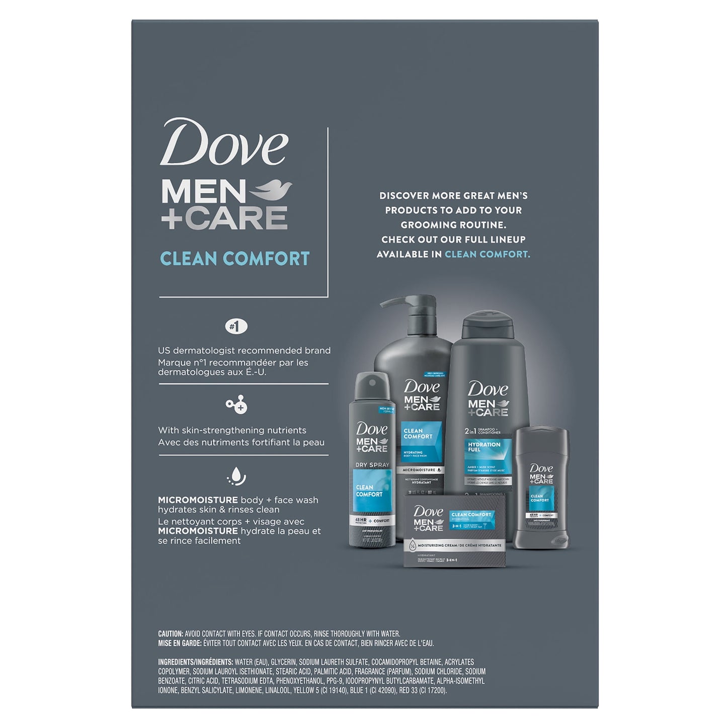 Dove Men+Care Clean Comfort Hydrating Face and Body Wash Twin Pack, 18 fl oz