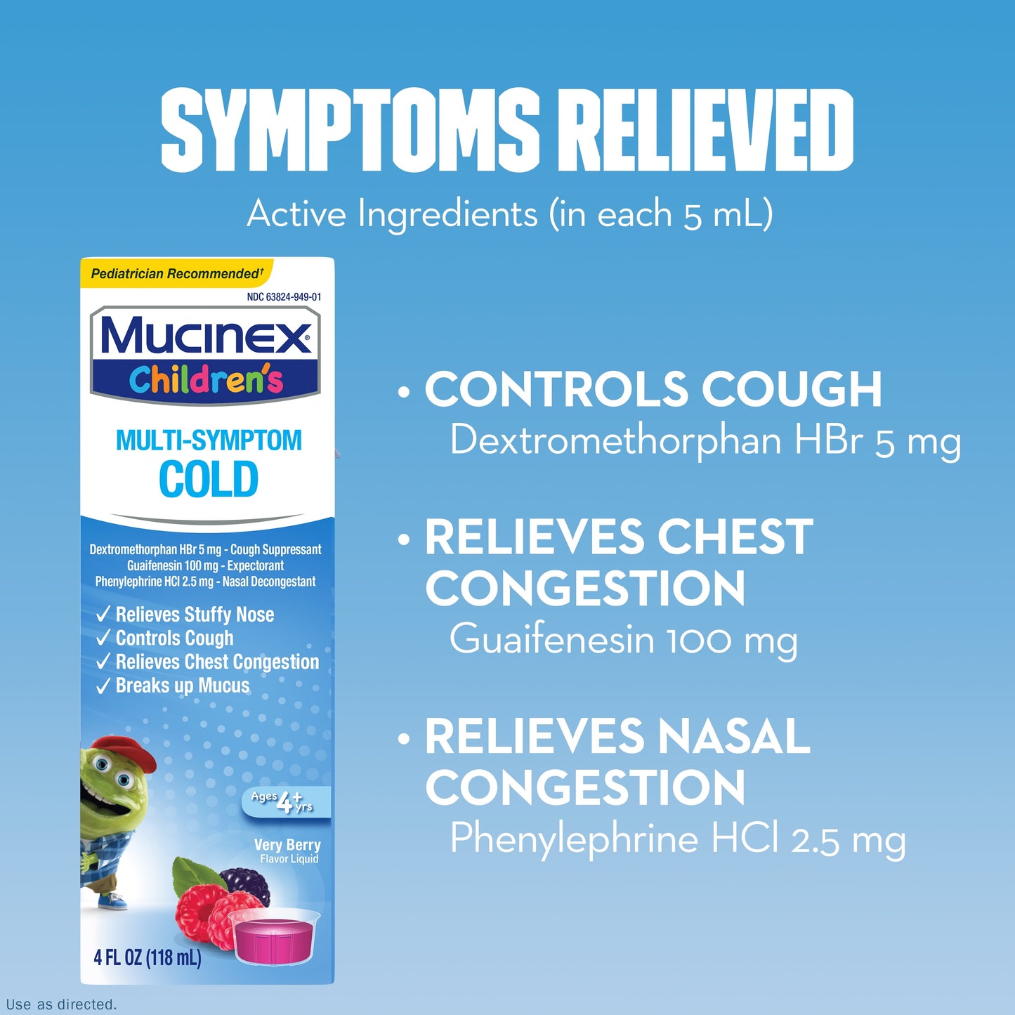 Mucinex Children's Cold & Flu Medicine, Multi-Symptom Relief, 4 fl oz