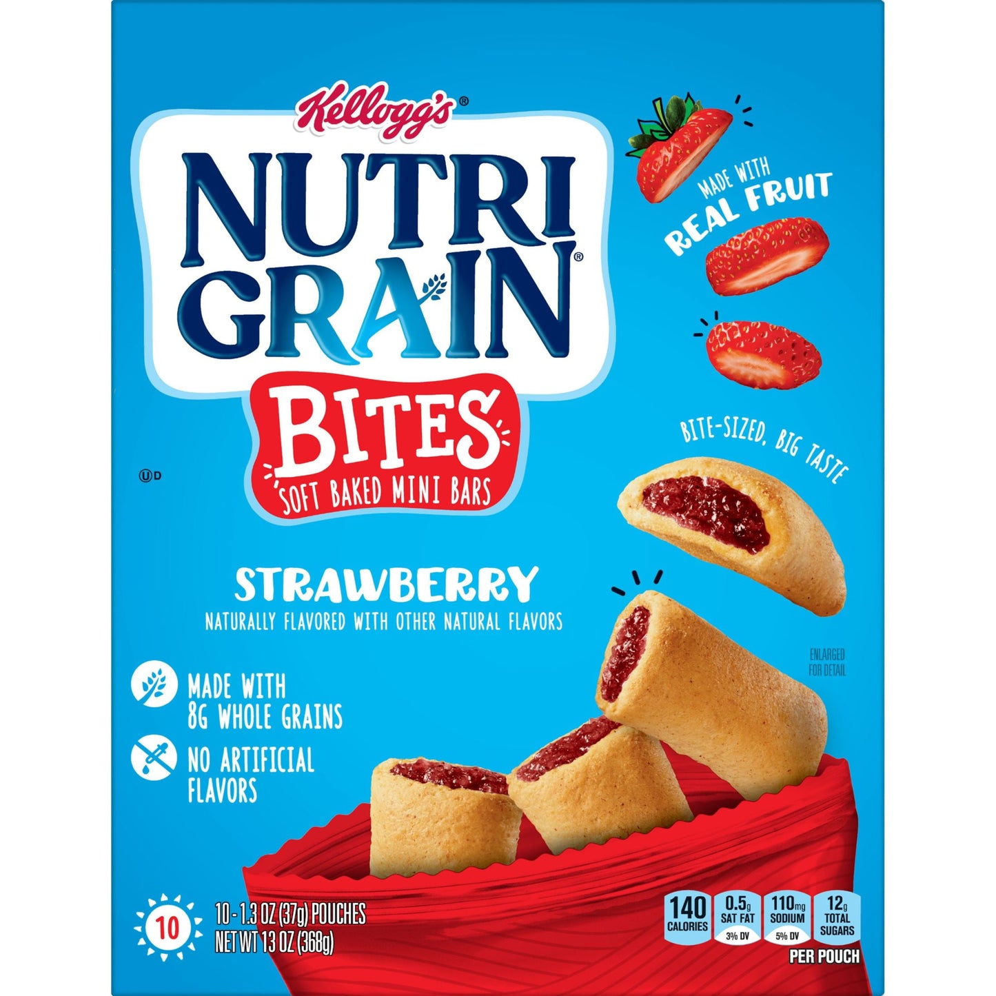 Nutri-Grain Bites Strawberry Chewy Soft Baked Mini Bars, Ready-to-Eat, 13 oz, 10 Count