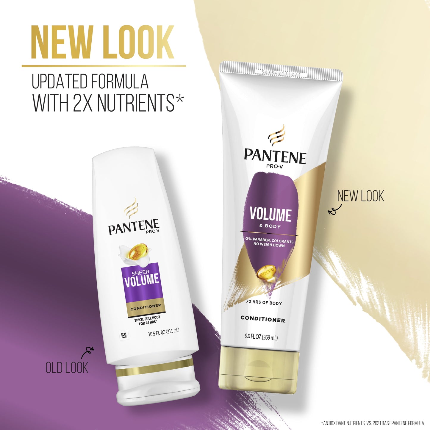 Pantene Pro-V Volume & Body Shampoo 10.4 fl oz + Conditioner 9.0 fl oz, All Hair Types