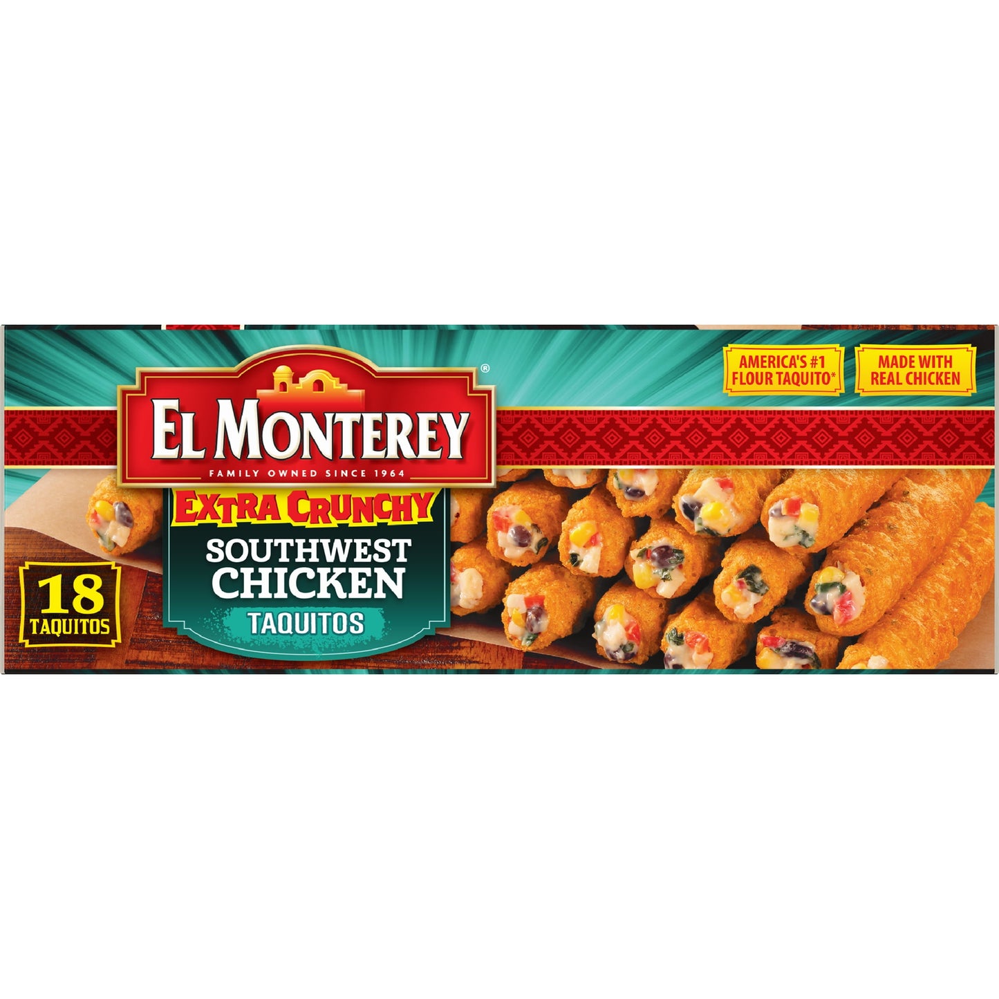 El Monterey Extra Crunchy Southwest Chicken Taquitos, 20.7 Oz, 18 Count (Frozen)