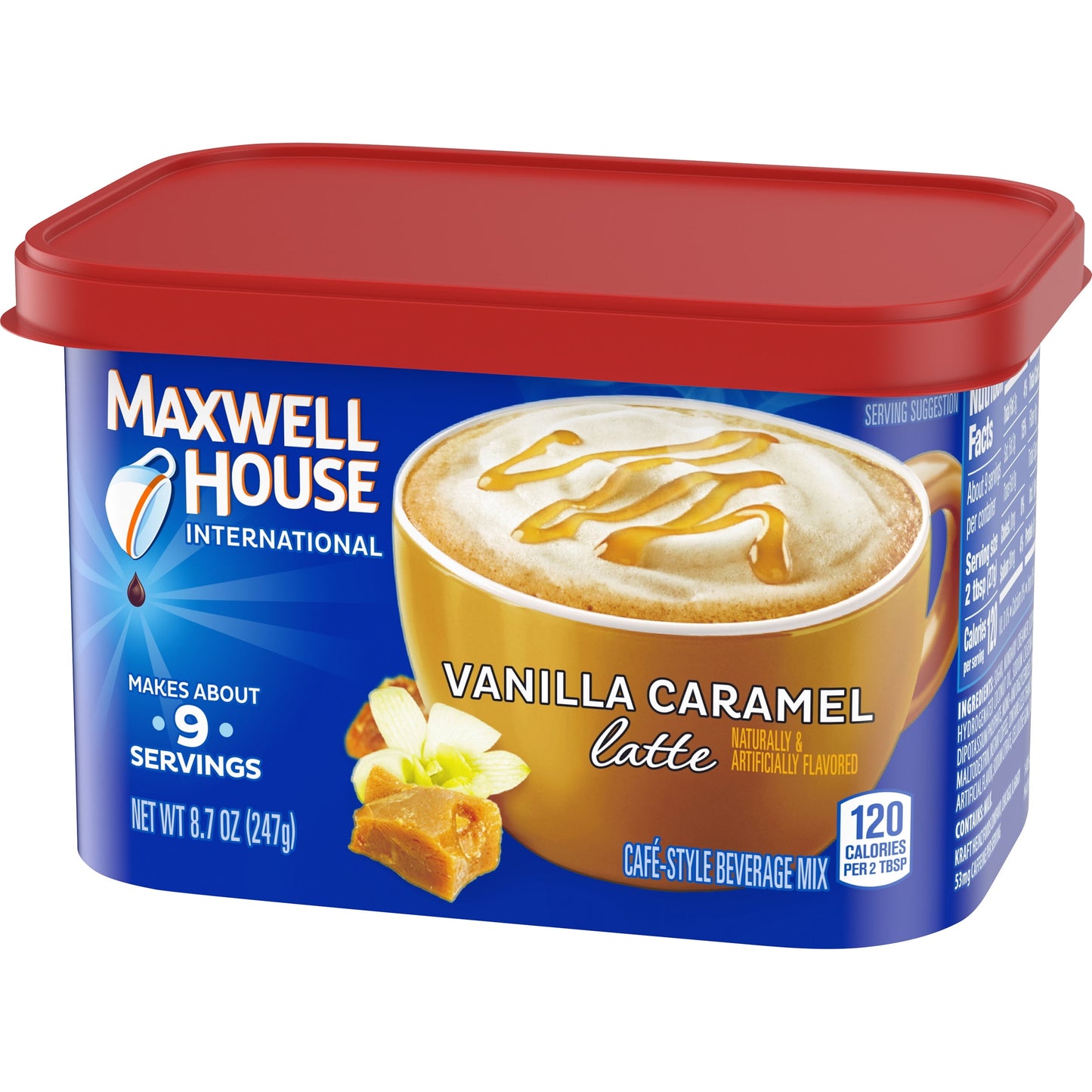 Maxwell House International Vanilla Caramel Latte Cafe Style Beverage Mix, 8.7 oz. Canister