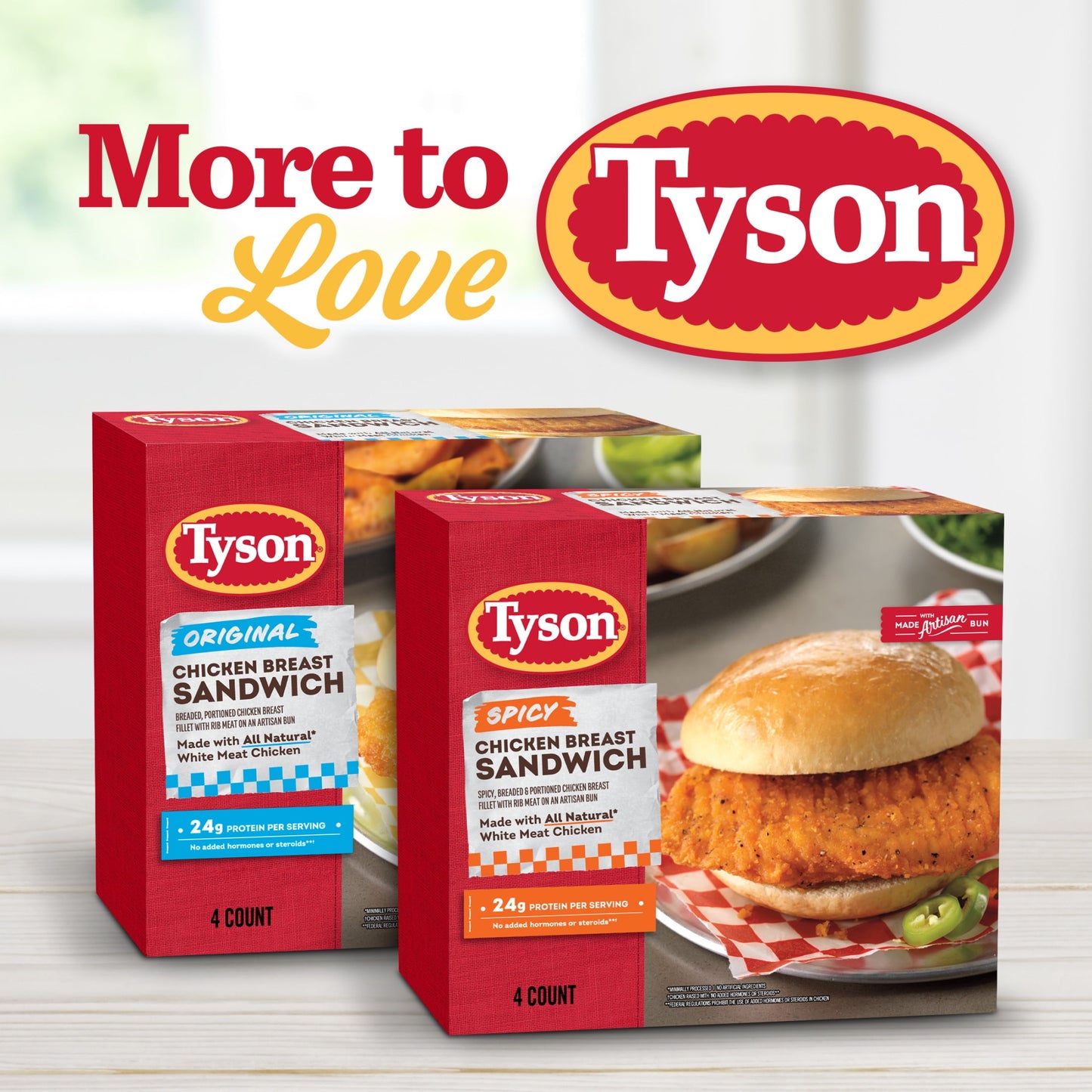 Tyson Spicy Chicken Breast Sandwich, 24 oz, 4 ct Box