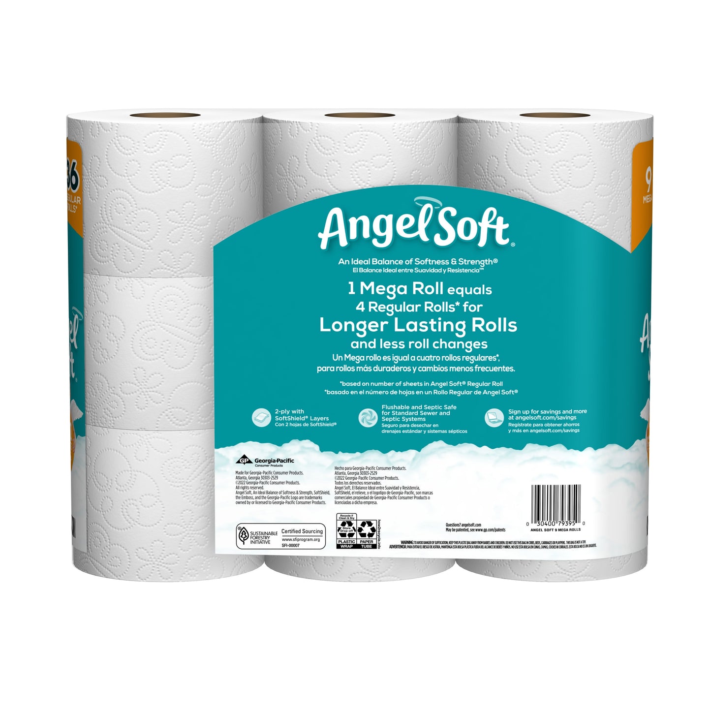 Angel Soft Toilet Paper, 9 Mega Rolls