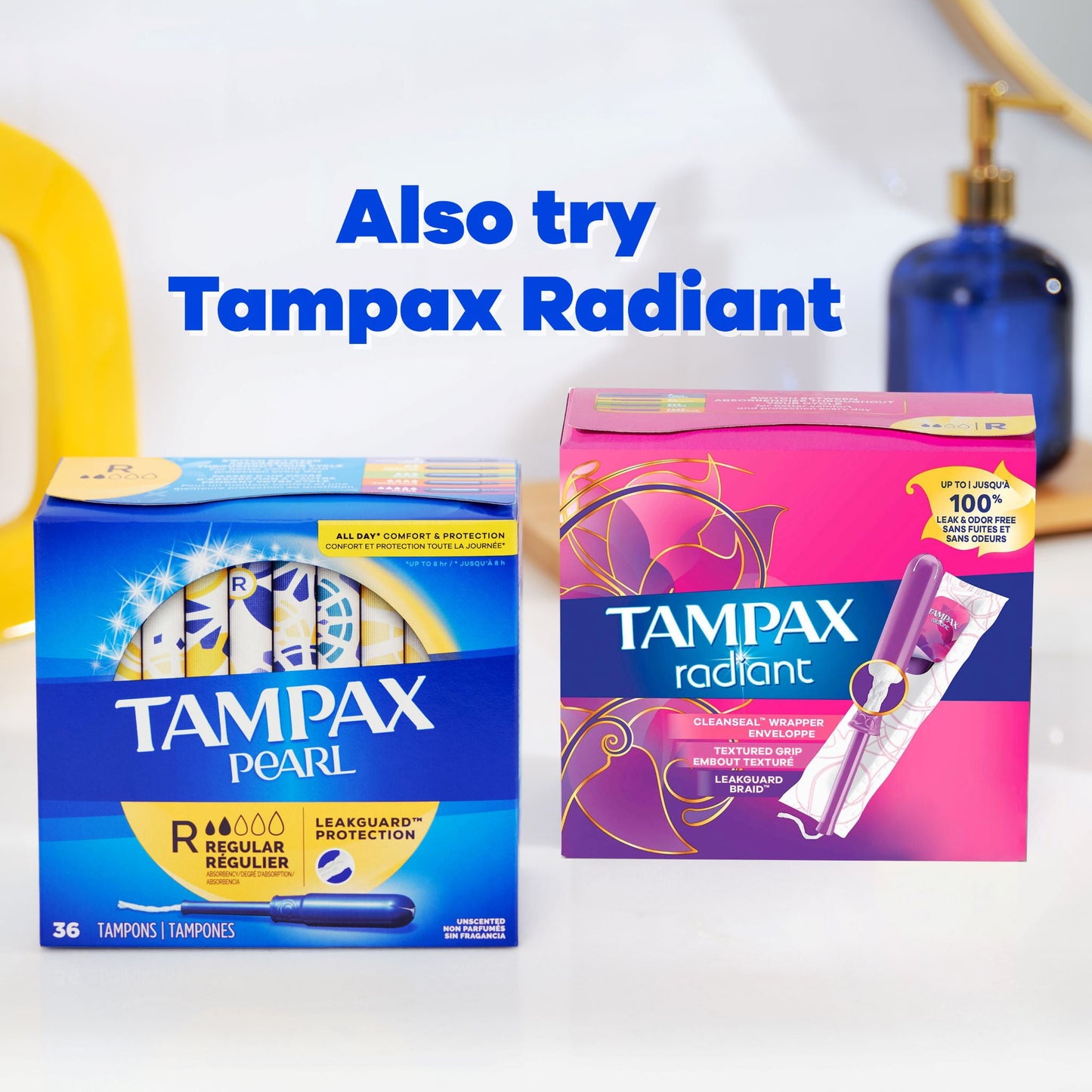 Tampax Pearl Tampons Trio Multipack with LeakGuard Braid, Regular/Super/Super Plus Absorbency, 34 Ct