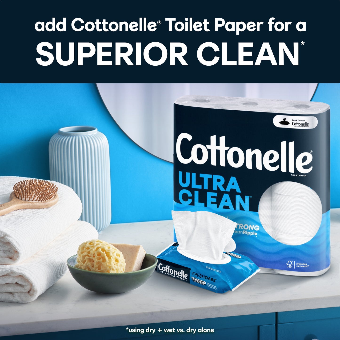 Cottonelle Fresh Care Flushable Wipes, 2 Flip-Top Packs, 42 Wipes per Pack (84 Total)