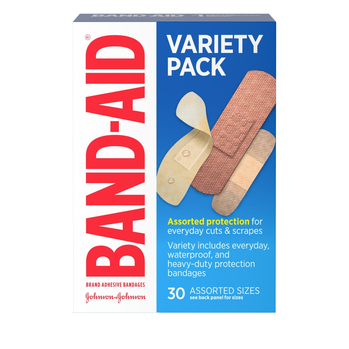 Band-Aid Brand Adhesive Bandages Variety Pack, Assorted Sizes, 30 ct