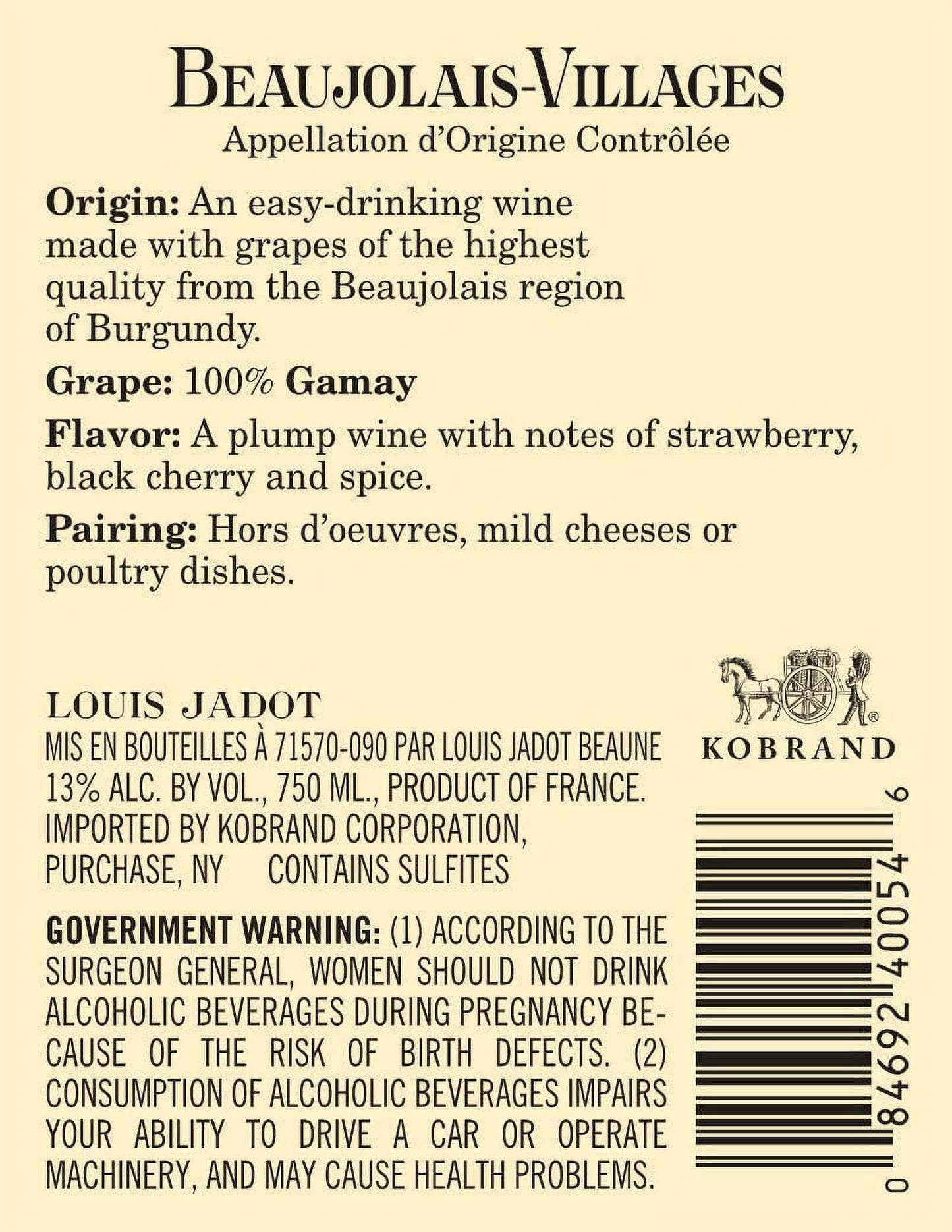 Louis Jadot Pinot Noir Wine, 750 ml, Bottle