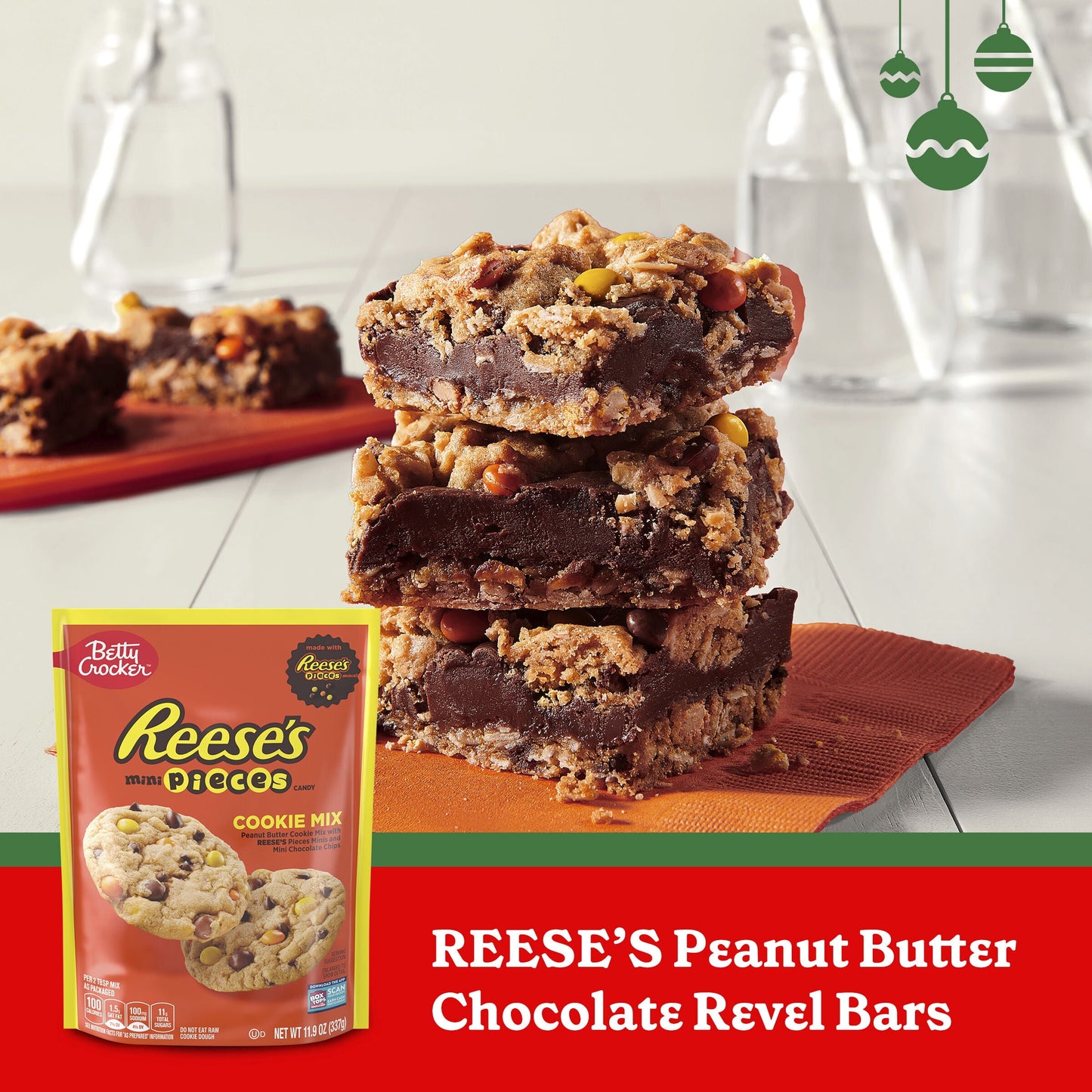 Betty Crocker Peanut Butter Cookie Mix, REESE'S PIECES Minis & Chocolate Chips, 11.9 oz