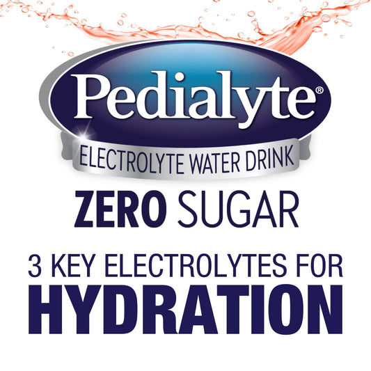 Pedialyte Electrolyte Water with Zero Sugar, Hydration with 3 Key Electrolytes & Zinc for Immune Support, Fruit Punch, 1 Liter