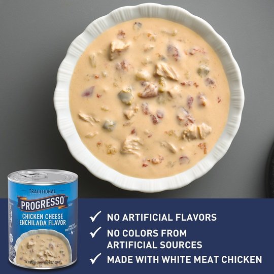 Progresso Traditional, Chicken Cheese Enchilada Flavor Canned Soup, Gluten Free, 18.5 oz.