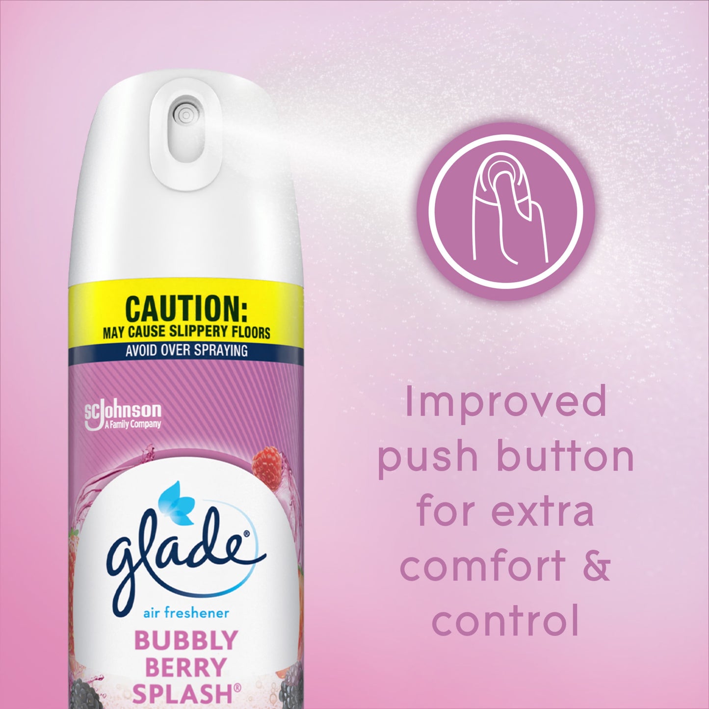 Glade Aerosol Spray, Air Freshener for Home, Bubbly Berry Splash Scent, Fragrance Infused with Essential Oils, Invigorating and Refreshing, with 100% Natural Propellent, 8.3 oz