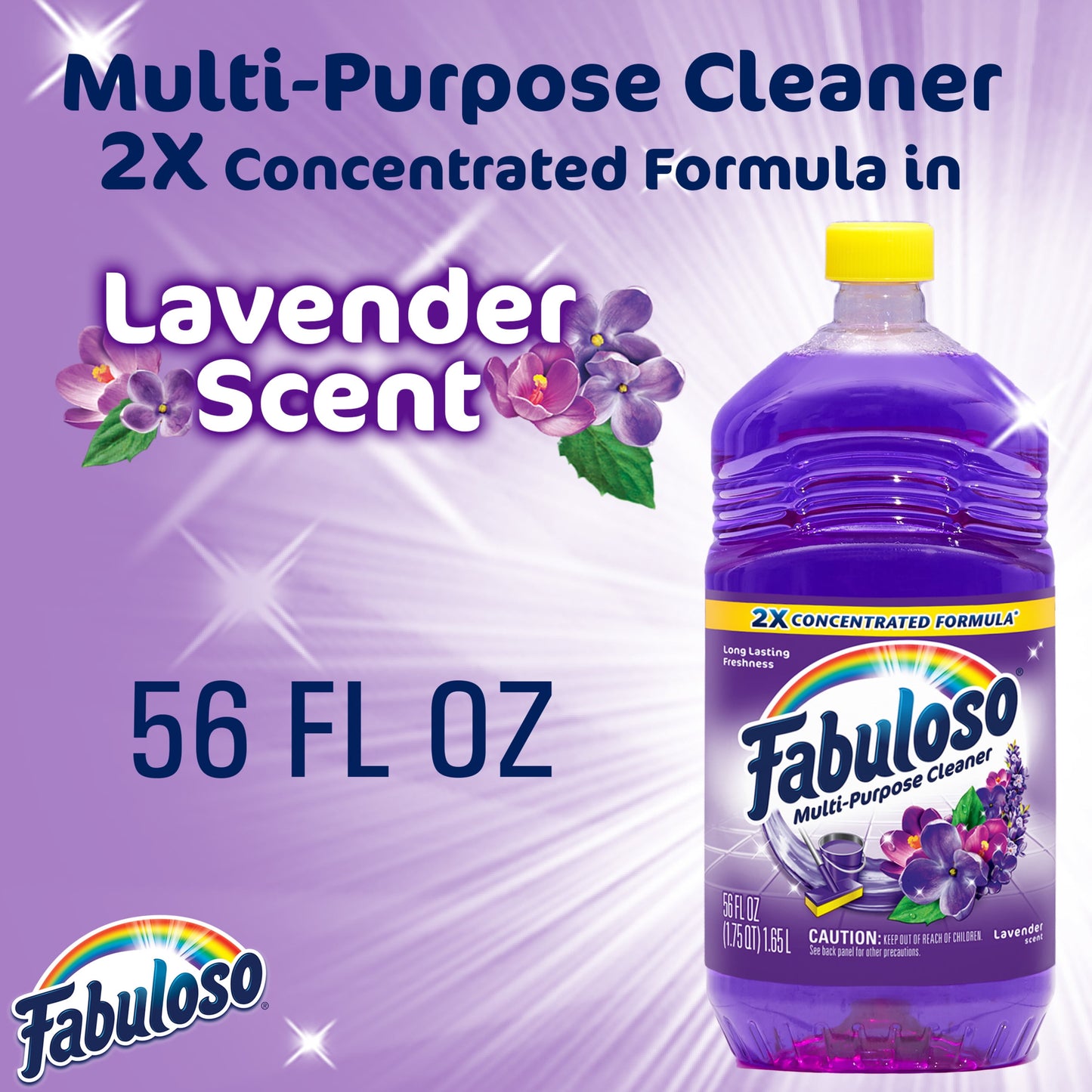 Fabuloso Multi-Purpose Cleaner, 2X Concentrated Formula, Lavender Scent, 56 oz