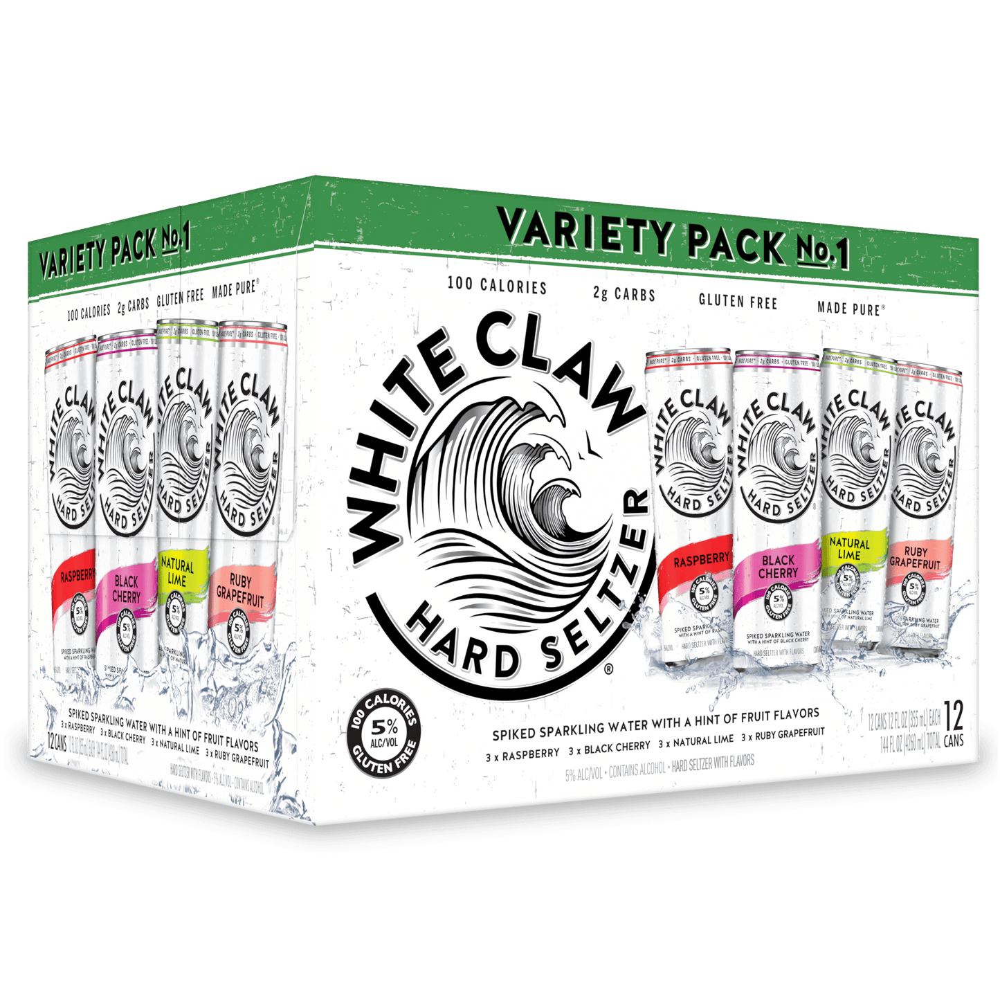 White Claw Hard Seltzer, Variety Pack No. 1, 12 Pack, 12 fl oz Cans