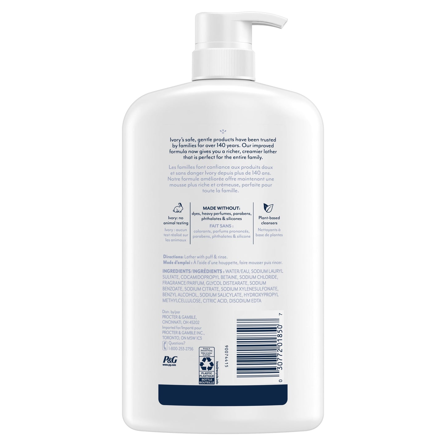 Ivory Mild and Gentle Body Wash, Fragrance-Free, for Sensitive Skin, 35 fl oz