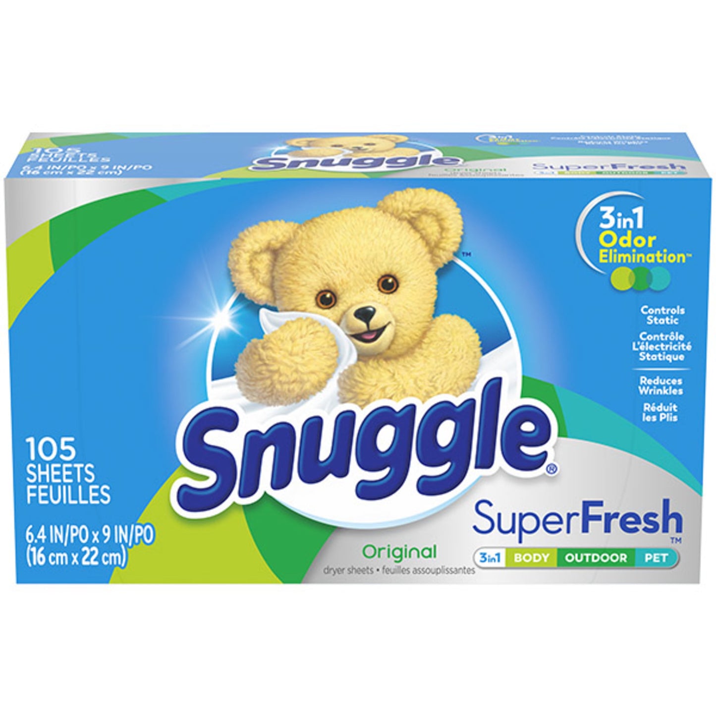 Snuggle Plus SuperFresh Fabric Softener Dryer Sheets with Static Control and Odor Eliminating Technology, Original, 105 Count