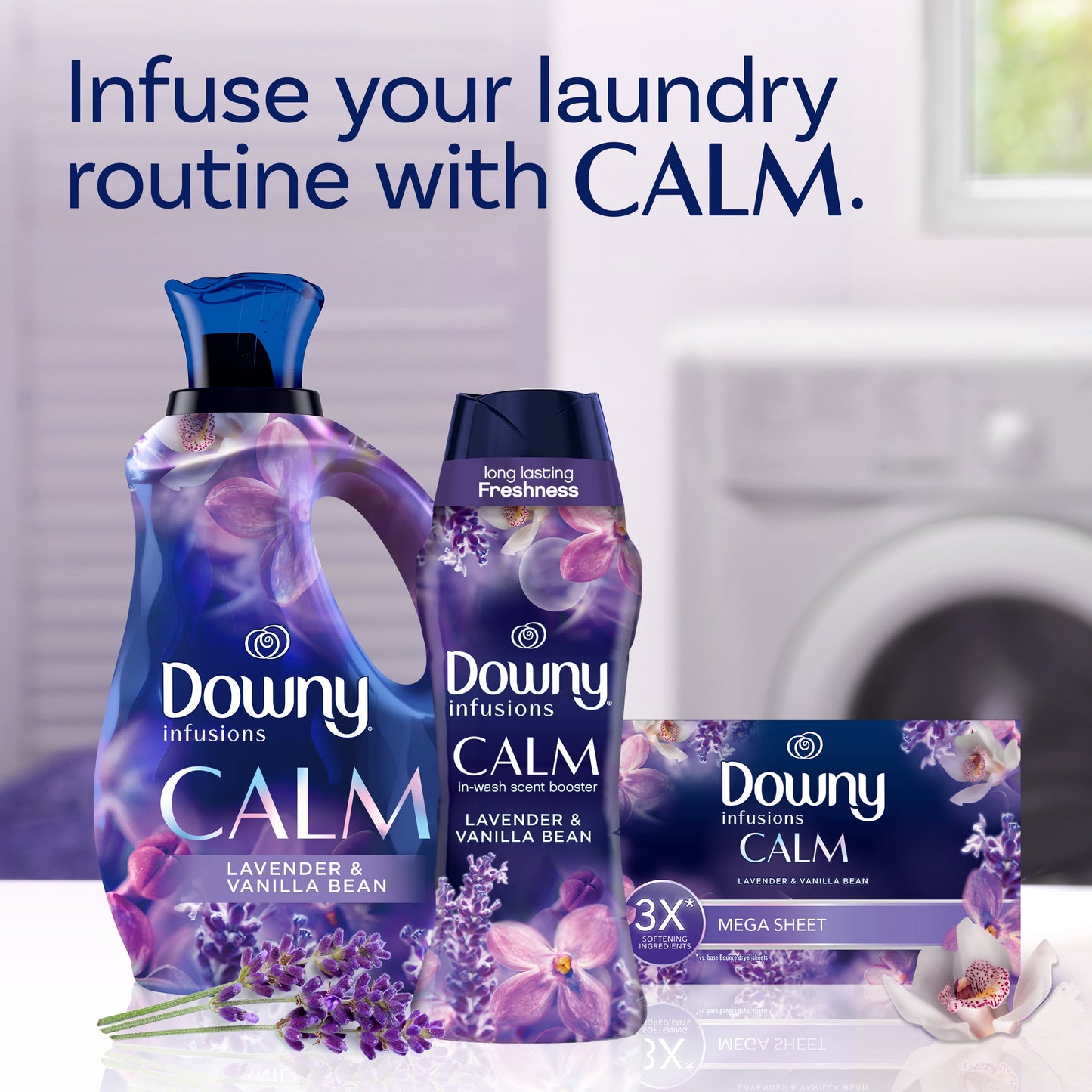 Downy Infusions In-Wash Scent Booster Beads, CALM, Lavender, 24 oz