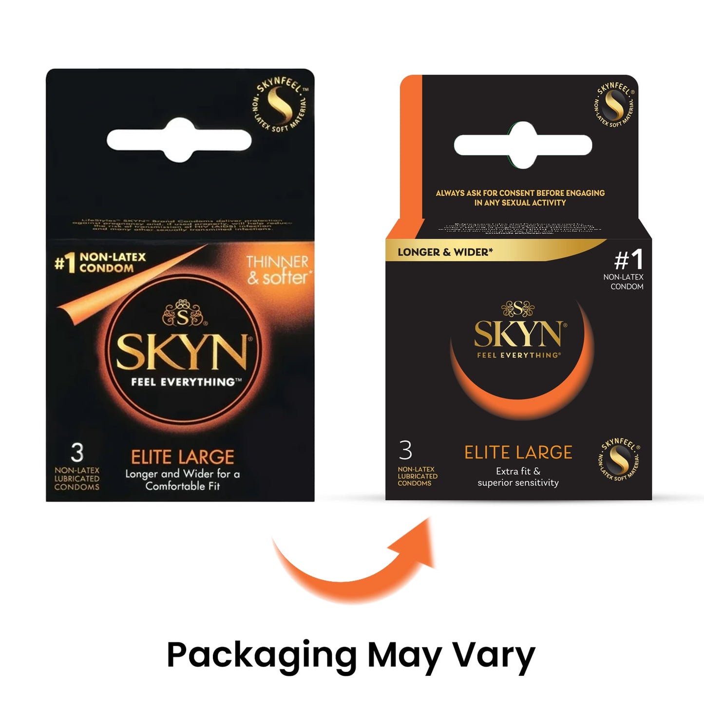 SKYN, Elite Large Non-Latex Condom, 3 Count