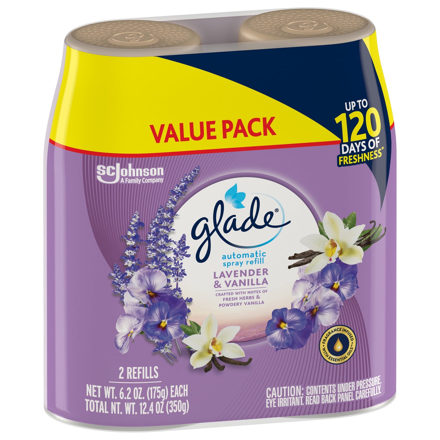 Glade Automatic Spray Refill, Air Freshener, Lavender & Vanilla, 2 Refills, 2 x 6.2 oz