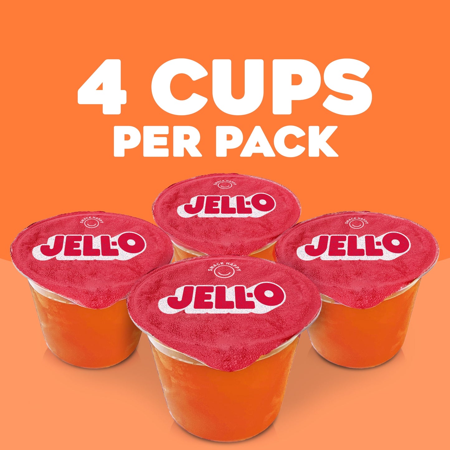 Jell-O Original Orange Jello Cups Gelatin Snack, 4 Ct Cups