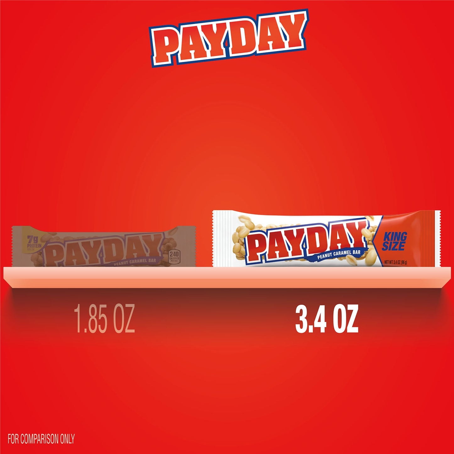 Payday Peanut Caramel King Size Candy, Bar 3.4 oz