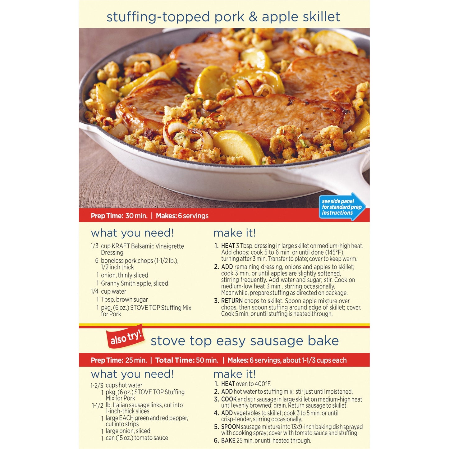 Stove Top Pork Stuffing Mix Side Dish, 6 oz Box