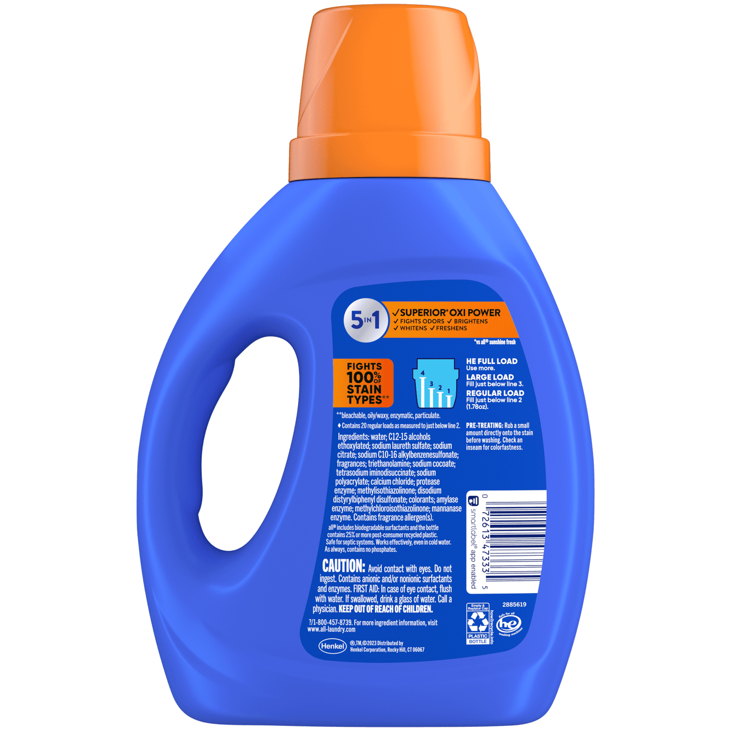 all Liquid Laundry Detergent, Fresh Clean Oxi plus Odor Lifter, 36 fl oz, 20 Loads