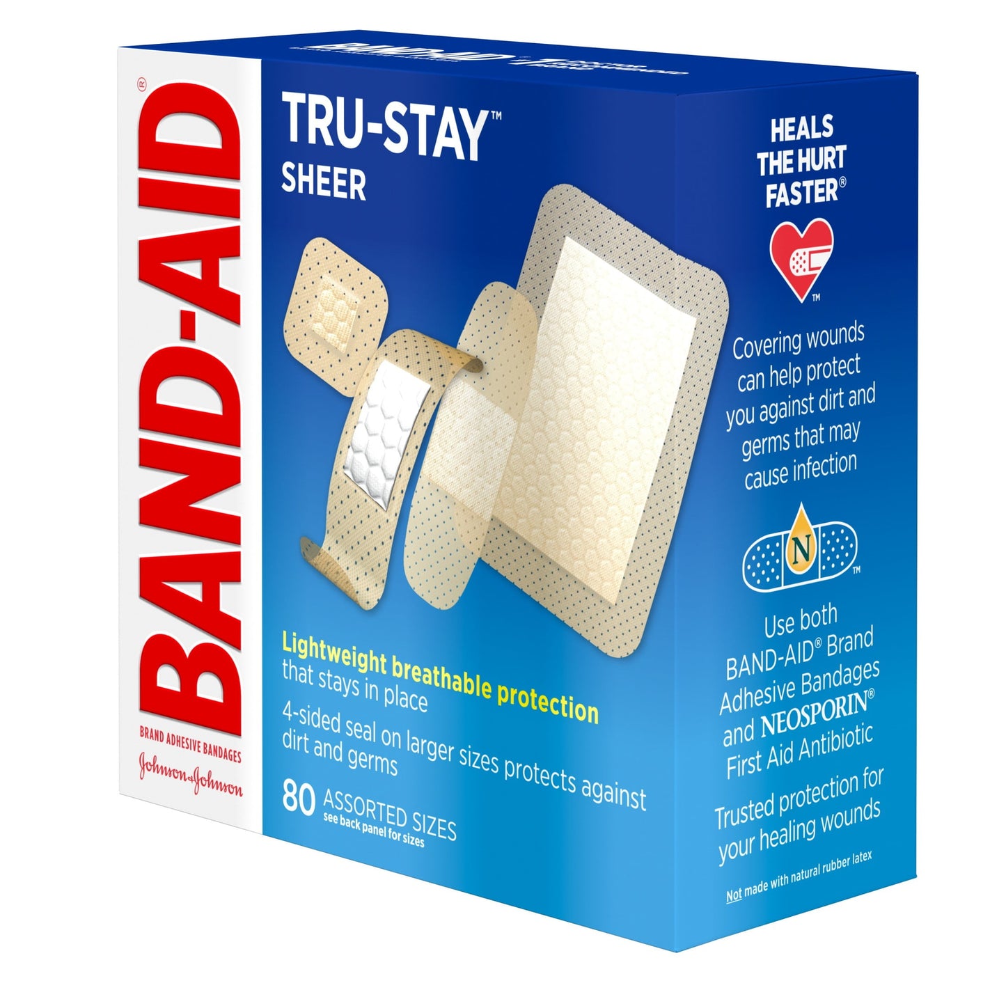 Band-Aid Brand Tru-Stay Sheer Adhesive Bandages, Assorted, 80Ct