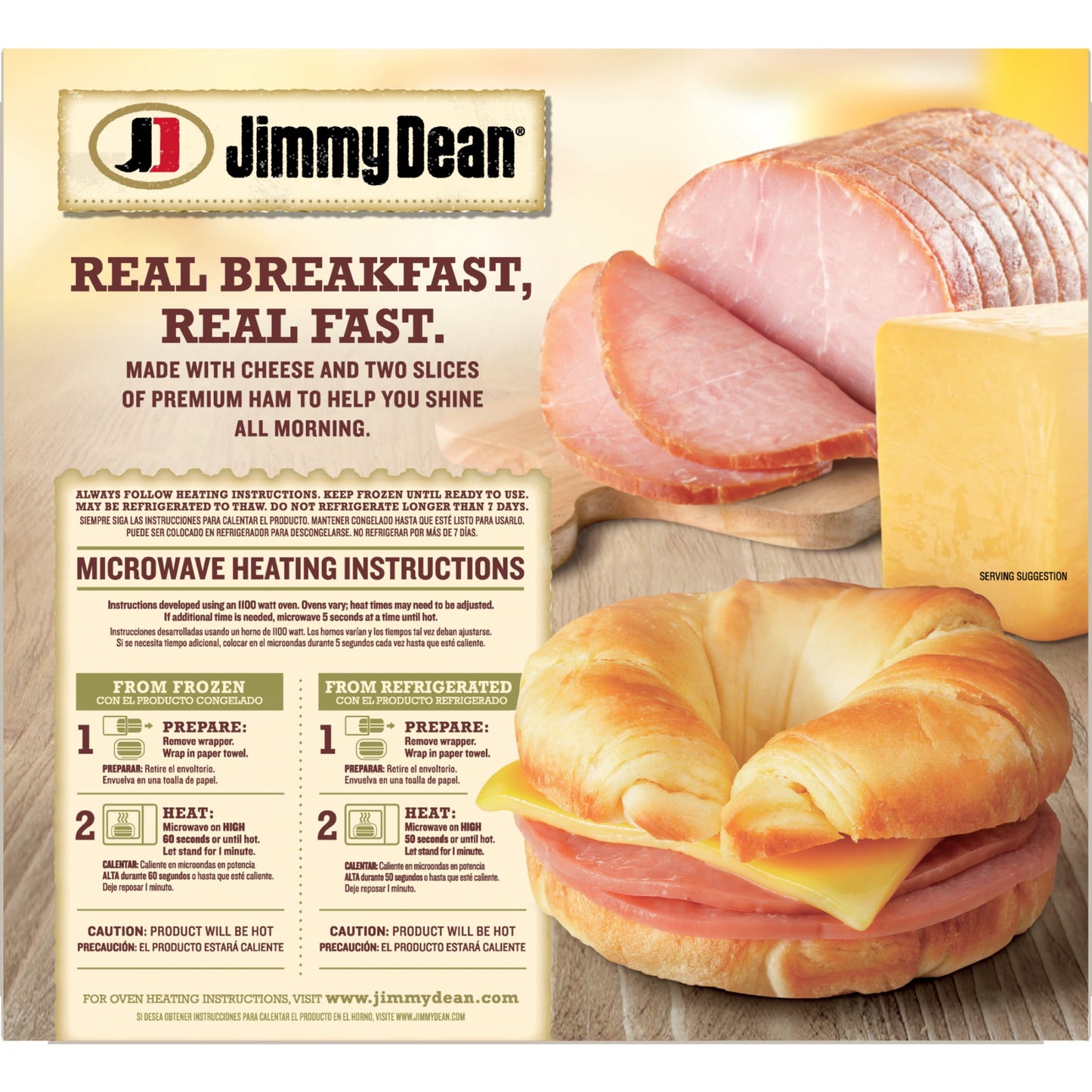 Jimmy Dean Ham & Cheese Croissant Sandwich, 27.2 oz, 8 Count (Frozen)